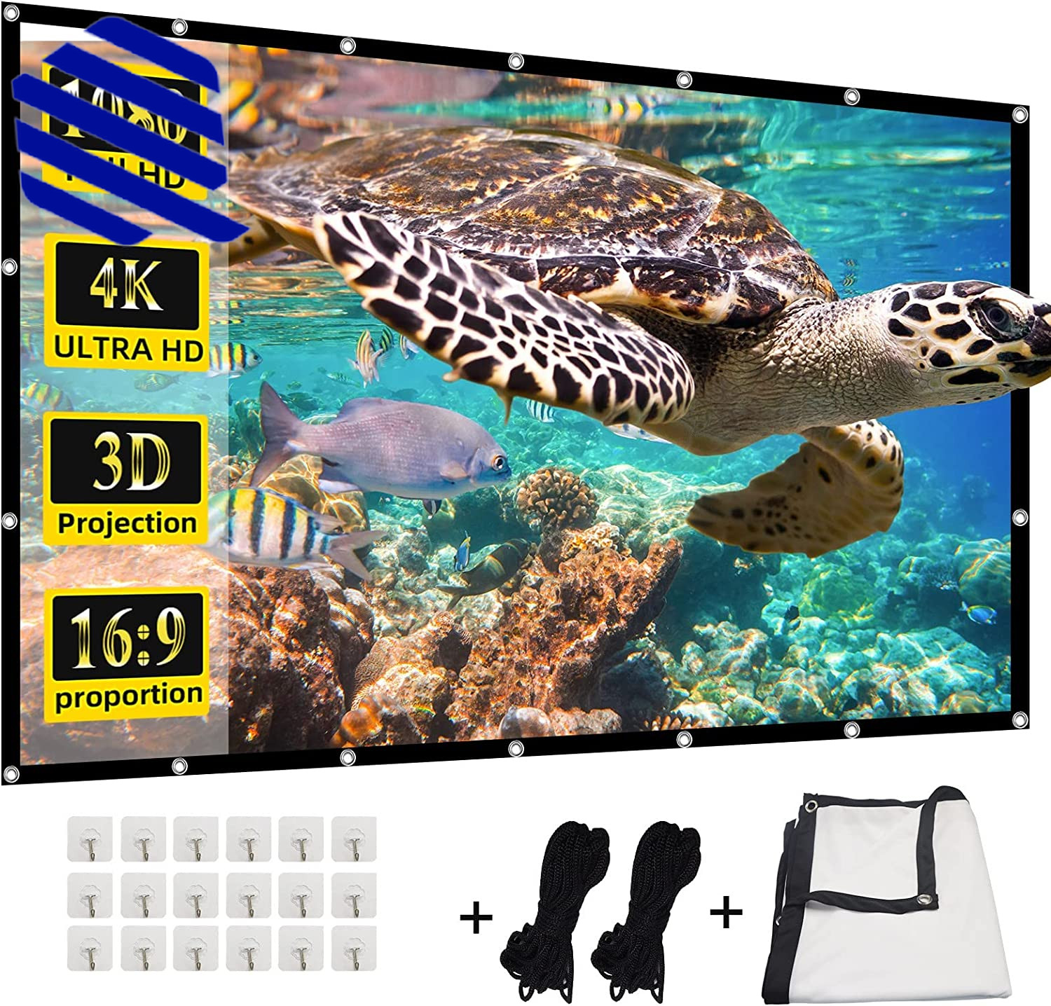 200" 4K HD Foldable Double-Sided Projector Screen for Indoor / Outdoor Use NEW