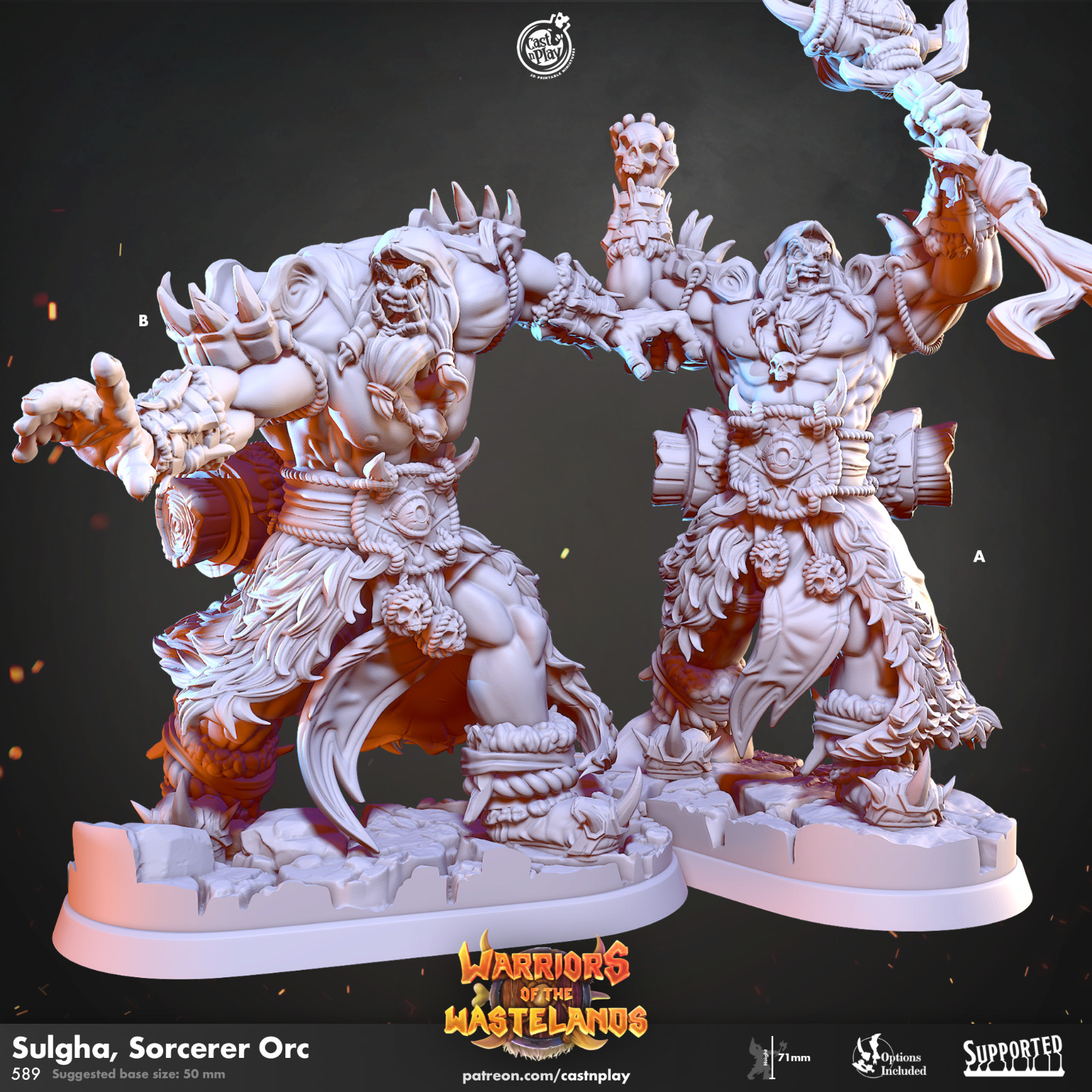 Orc Sorcerer Dungeons and Dragons Miniature D&D Fantasy Tabletop Miniature