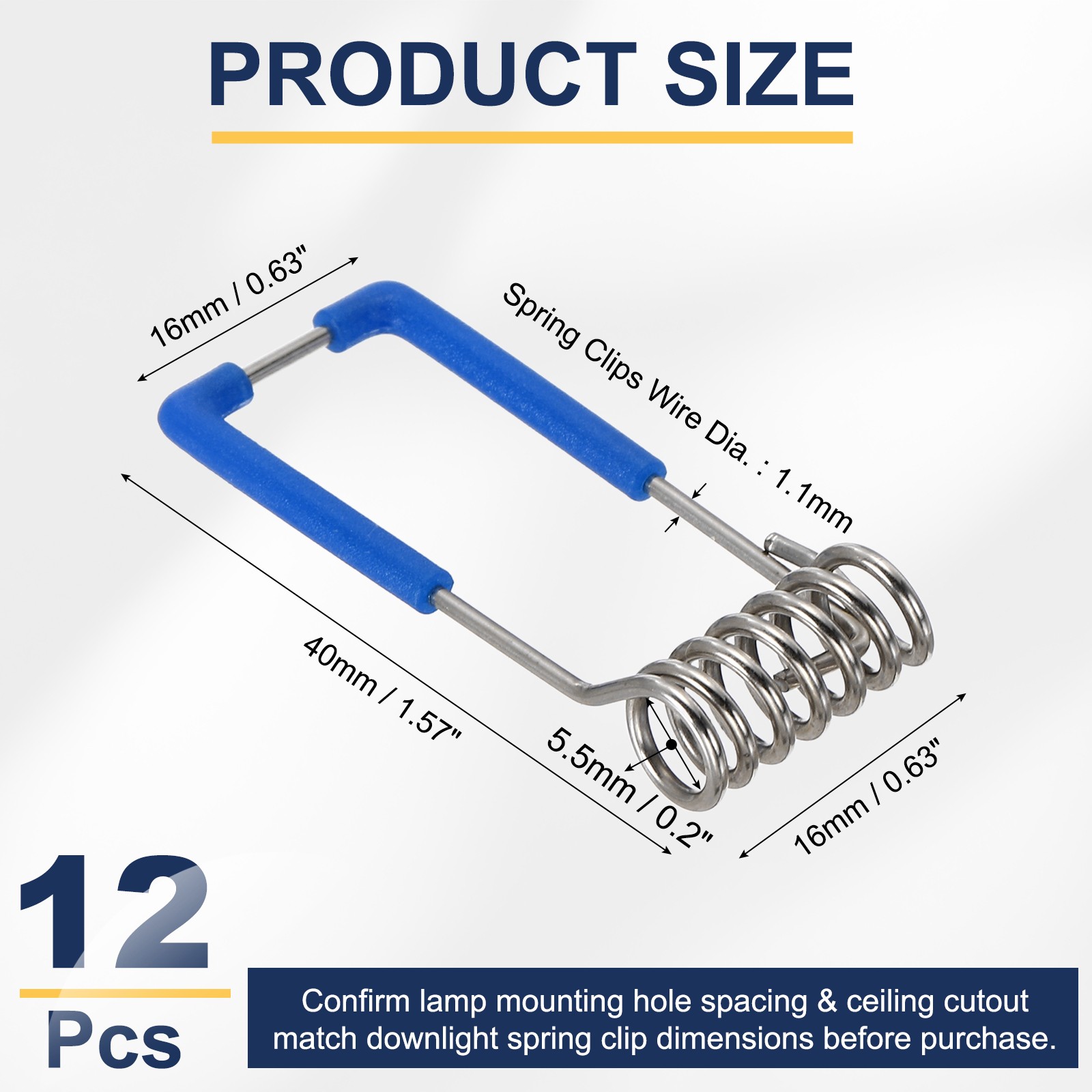 12pcs Downlight Spring Clips, 40x16mm Recessed Light Secure Clip, Silver/Blue