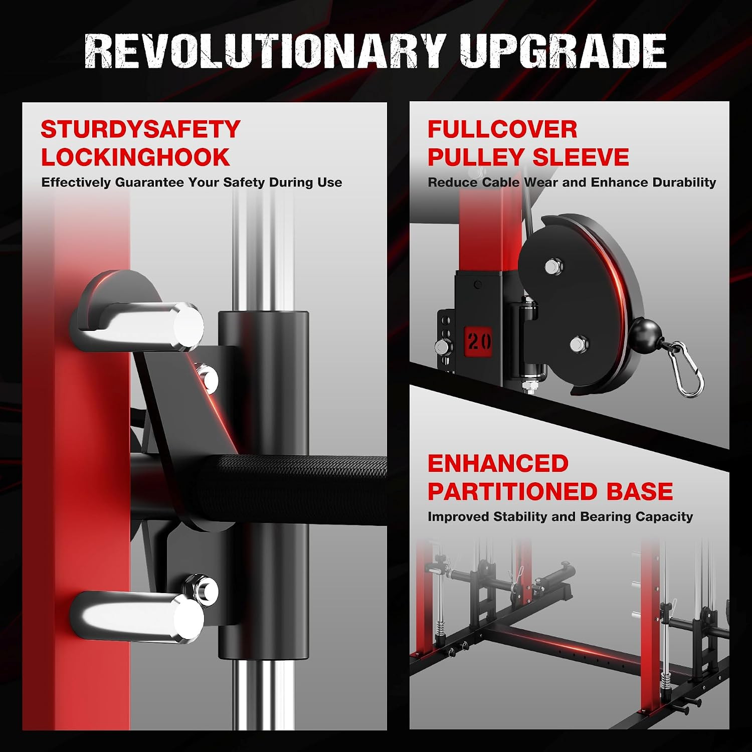 JELENS M21 Smith Machine, Multi-Function Power Cage with Dual Pulley Cable Cross