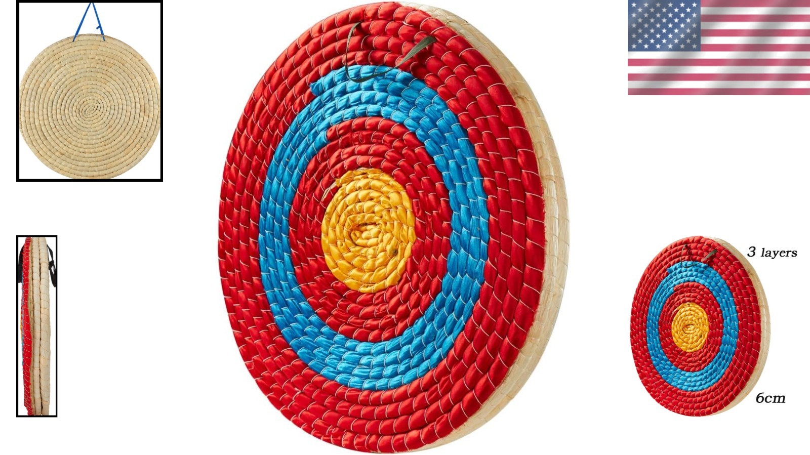 Traditional Handcrafted 20 Inch Archery Target - 3 Layers for Optimal Practice