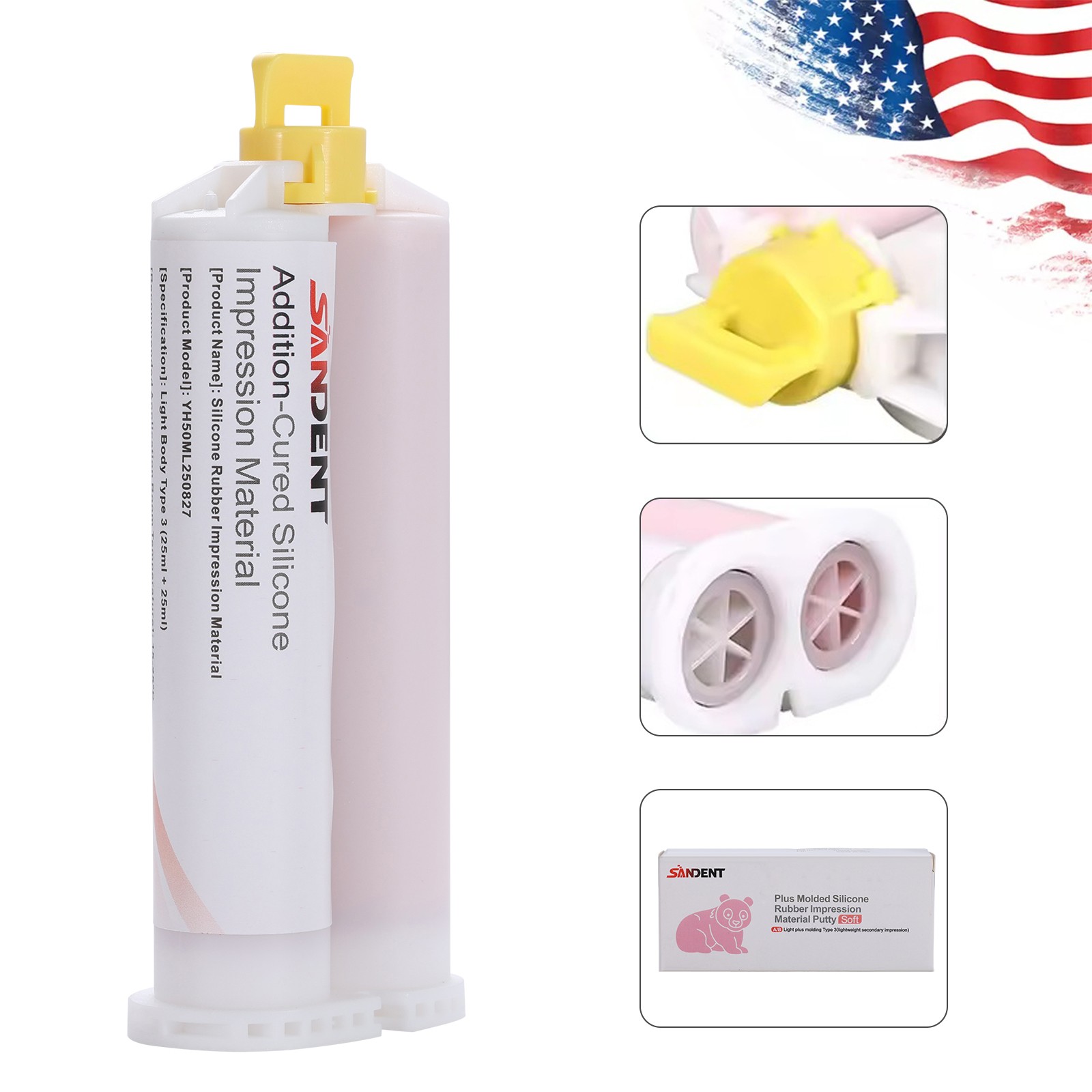 SANDENT Dental Elastomeric Impression Material Fast Body Fast Set Type 5 Tips