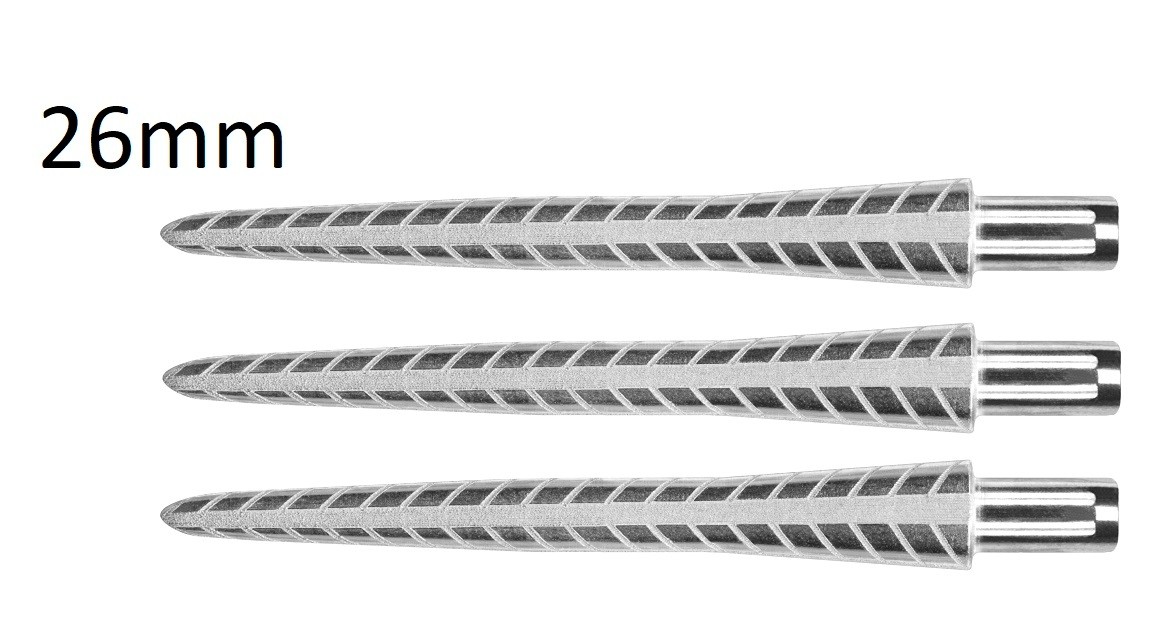 TARGET FIRESTORM  26mm SILVER QUARTZ STEEL TIP DART REPLACEMENT POINTS PACK OF 3