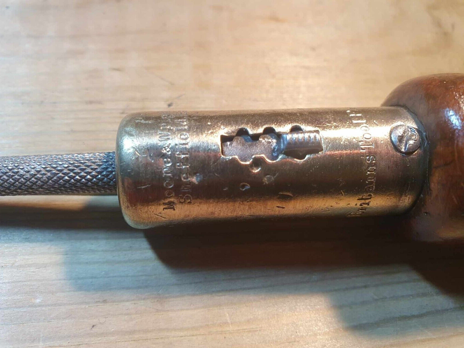Vintage Moore & Wright Ratchet Screwdriver Old Woodworking Tools Carpentry Brass