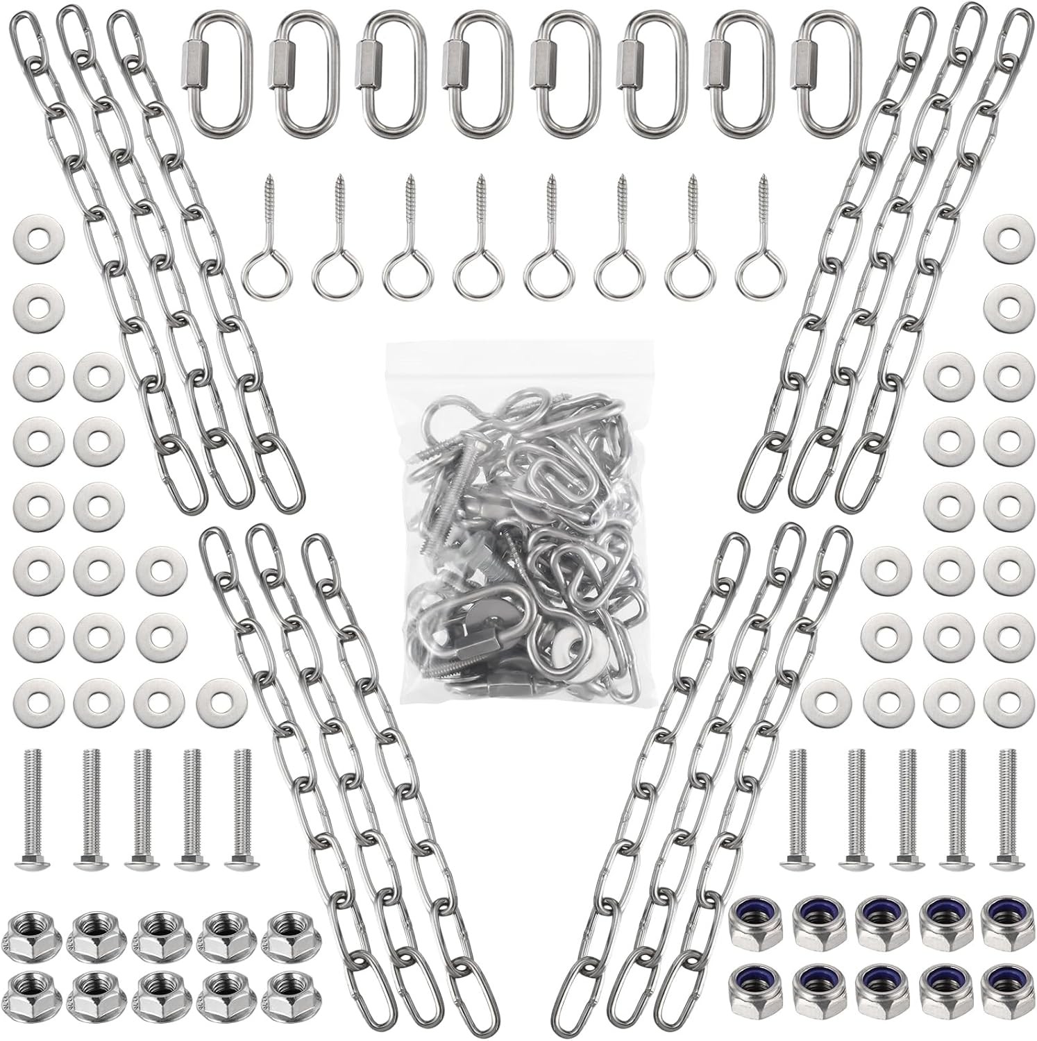 Hicarer Complete Hanging Target Gong Mounting Kit AR500 3/8" Steel silver