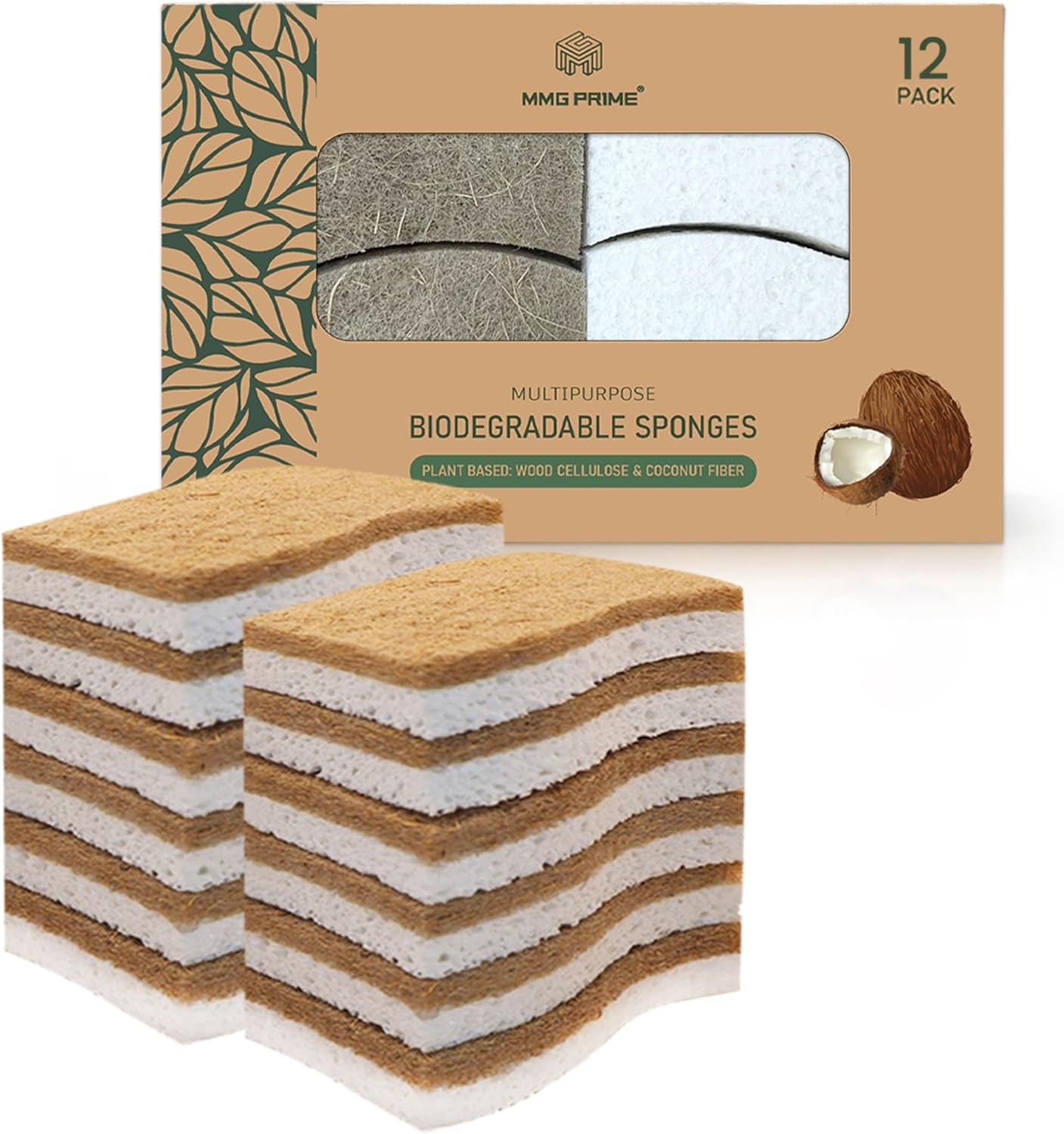 Natural Kitchen Sponge –12-Pack Pack of 12, Natural, Earthy Tone