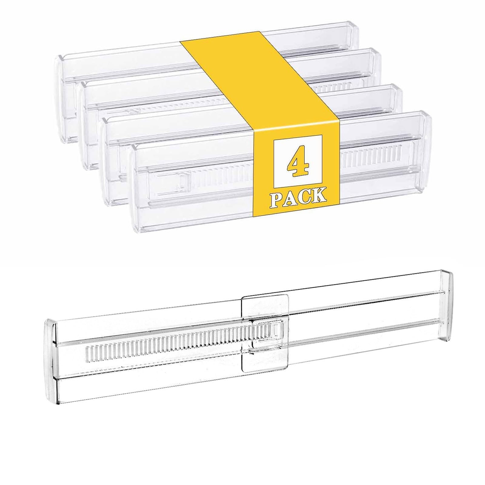 4 Pcs Drawer Dividers for Clothes, 3.15" High 11.34"-19.69" Adjustable Expand...