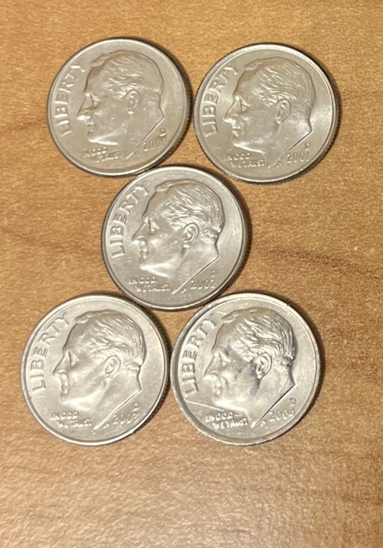 2000-D , 2001-D , 2002-D , 2003-D , 2004-D Roosevelt Dimes ( set of 5 )