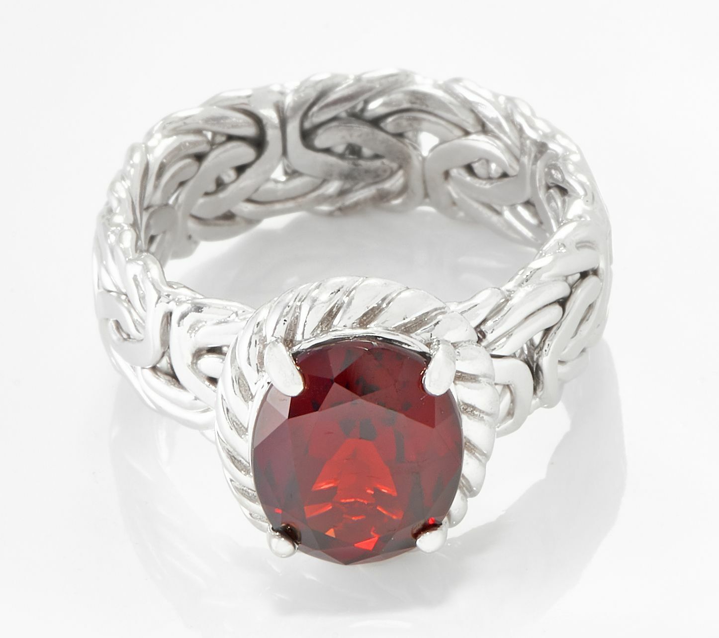 Red Garnet Gemstone Byzantine Ring Real Solid Sterling Silver Size 7 ~ 11 QVC