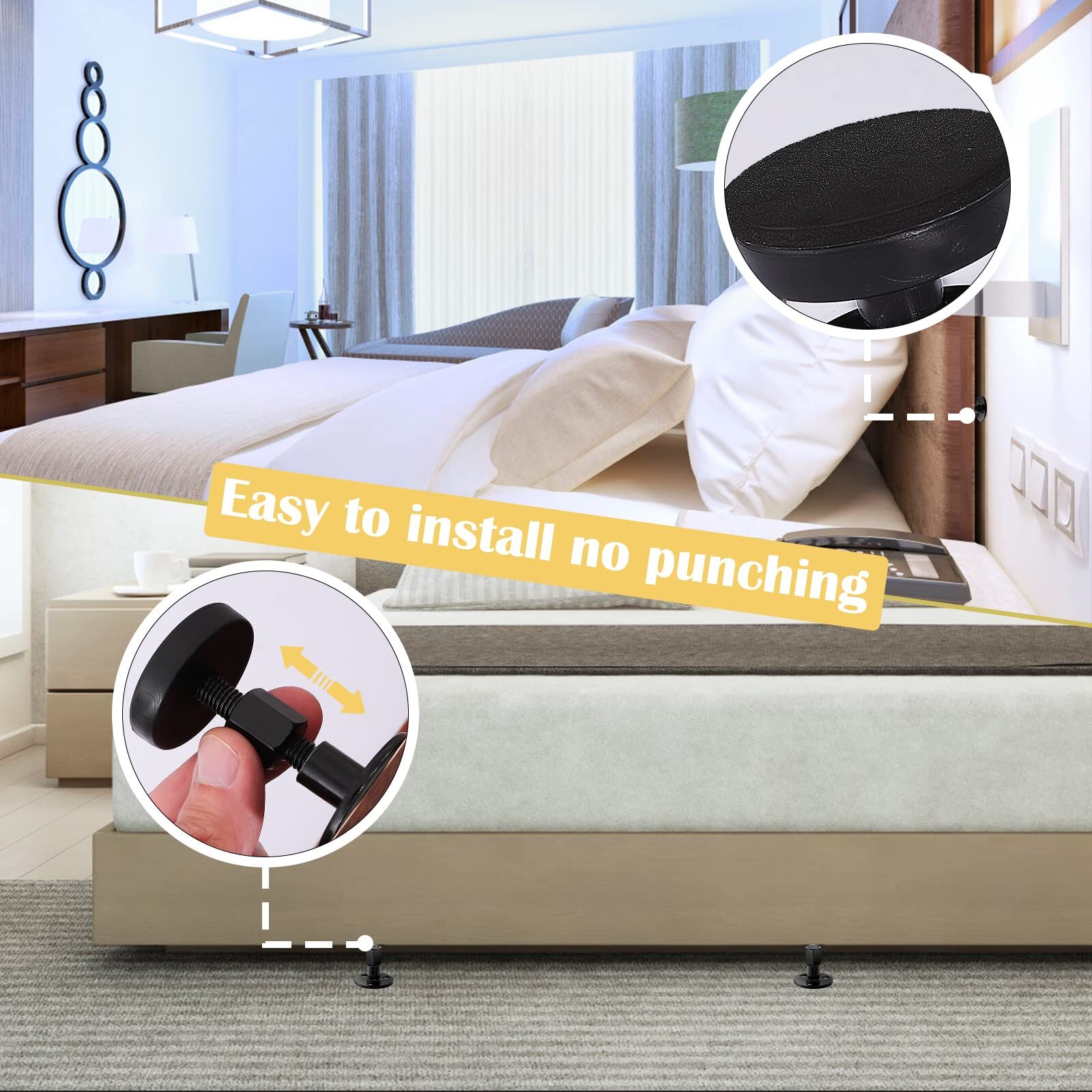4Pack Headboard Stoppers Adjustable Bed Noise Stopper for Bed Frame Sofa Cabinet