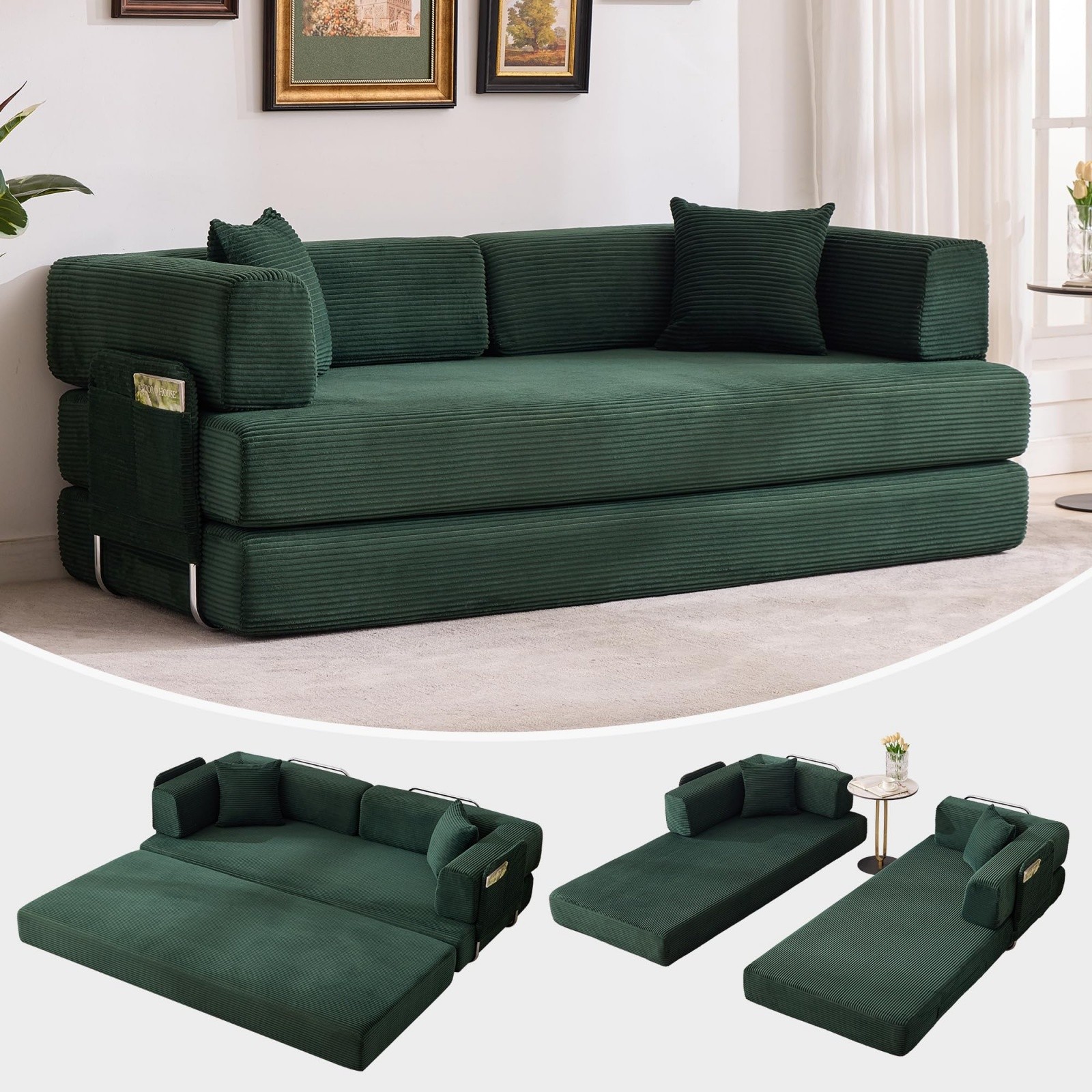 Folding Sofa Bed 5-in-1 Foldable Couch Bed 78.8" Oversized Folding Floor Couch