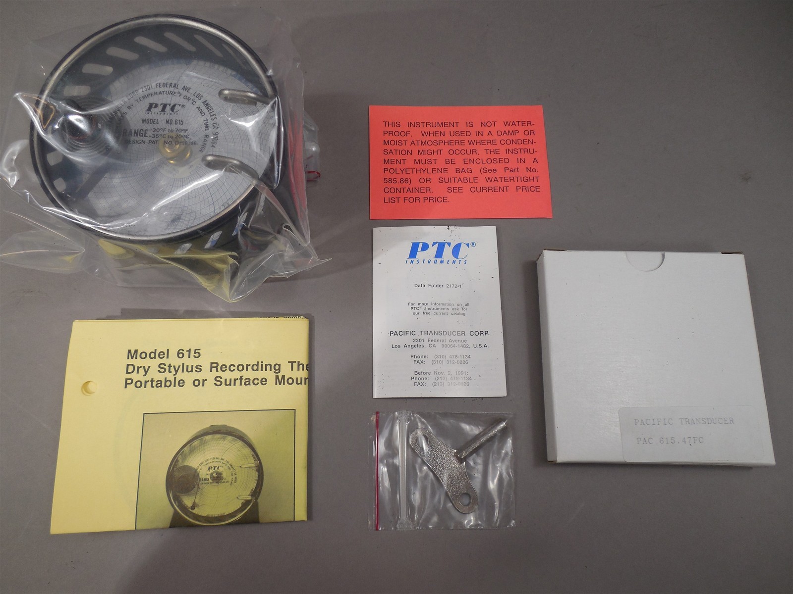 NOS - PTC 615-7FC Thermograph Portable Spring Driven 4" Diameter