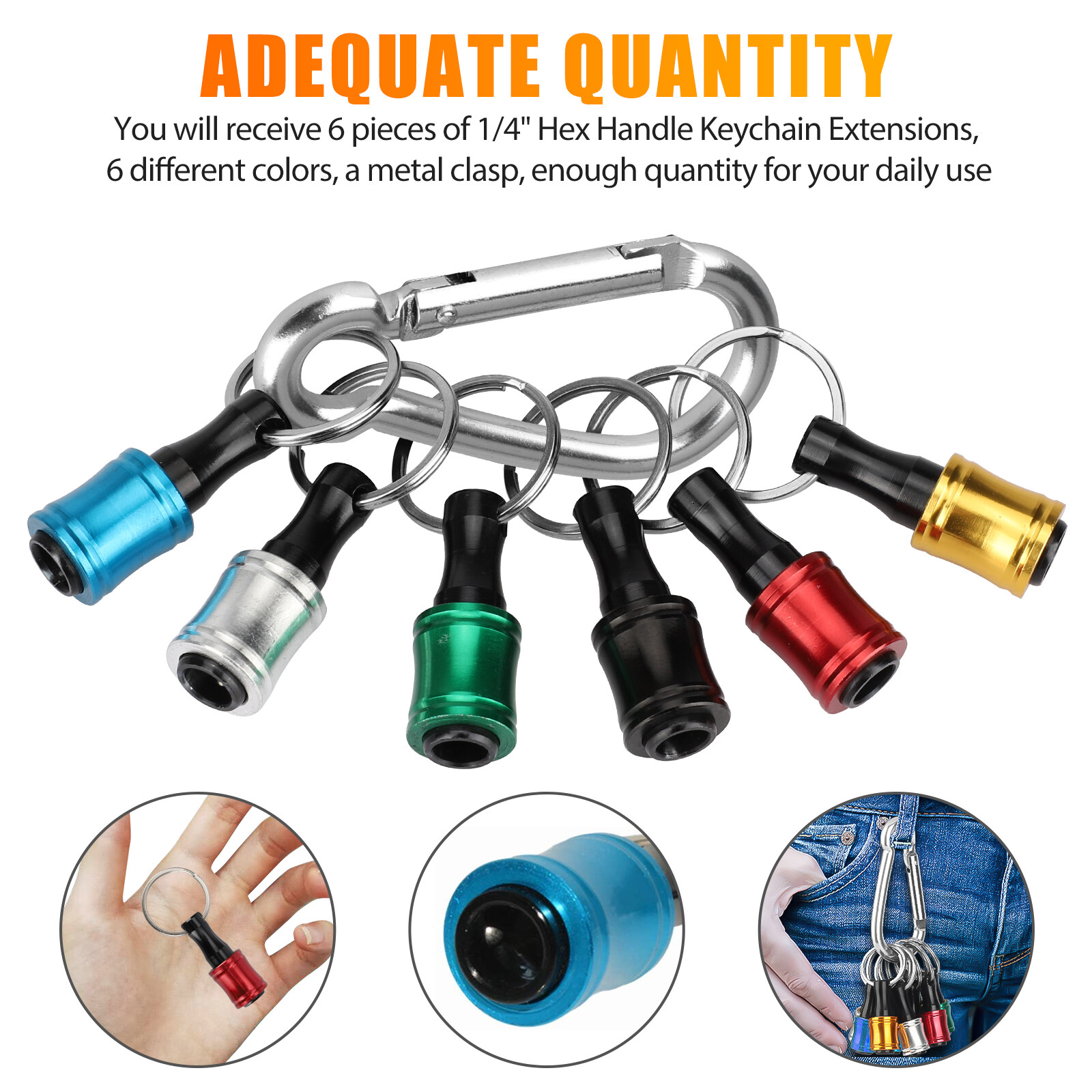14Pcs 1/4" Hex Shank Quick Release Keychain Screwdriver Drill Bits Holder Set