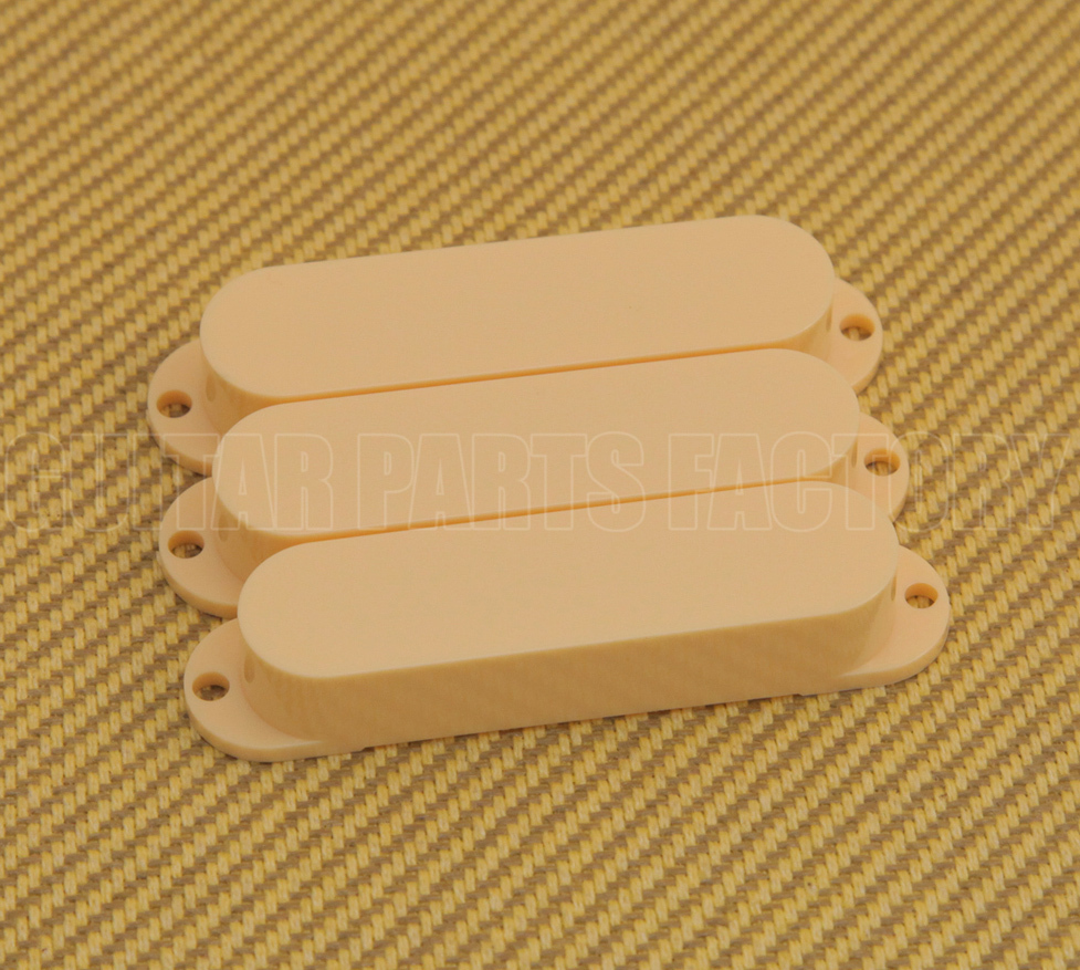PC-0446-028 (3) Cream Closed No Pole Holes Pickup Covers For Strat Guitar