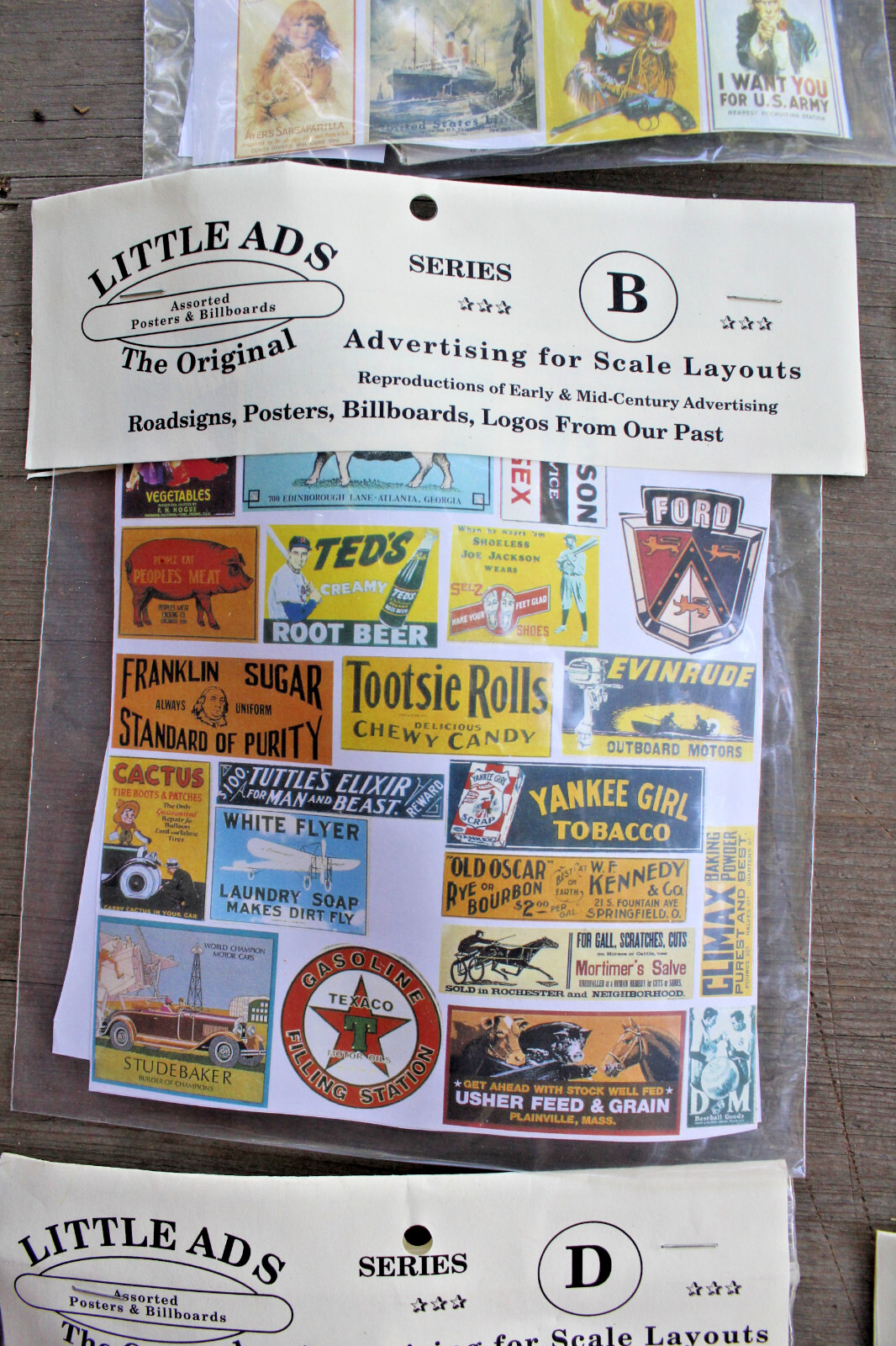 9 Packs of Vintage Little Ads Posters & Billboards for O Scale