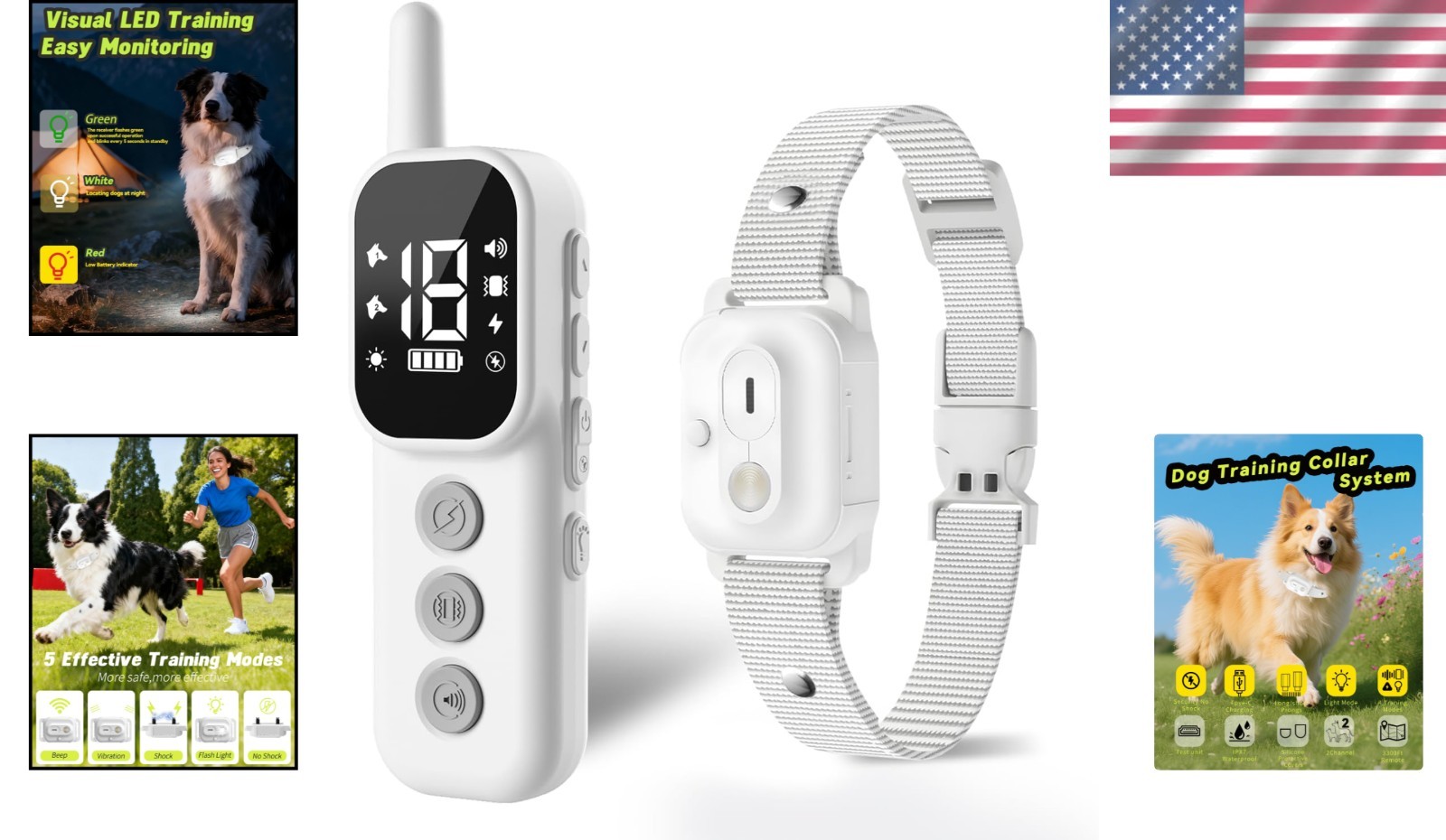 Professional Dog Training Collar with Remote & 3300FT Range - Waterproof & LED