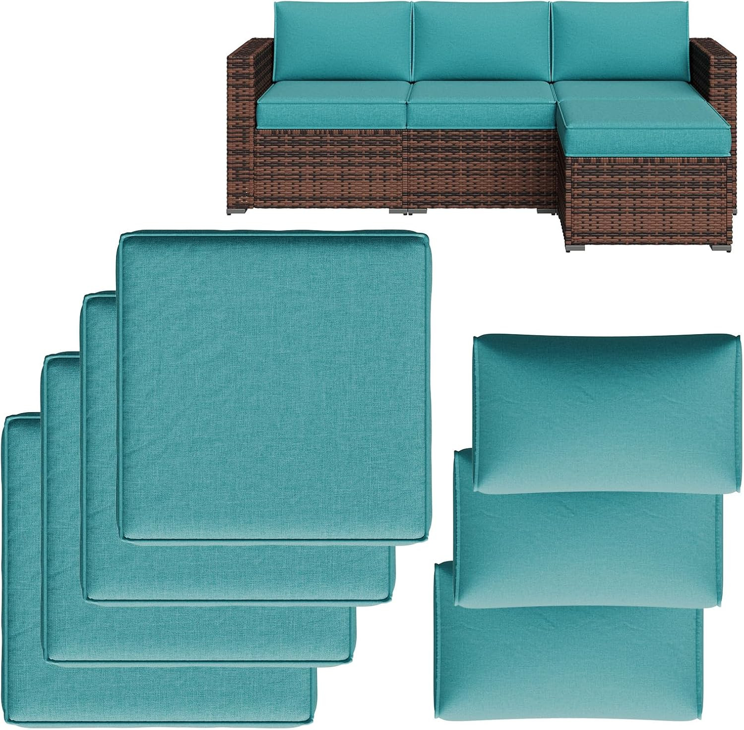 Replacement Cushions for Outdoor Furniture, 7-Piece Outdoor Cushions for Patio F