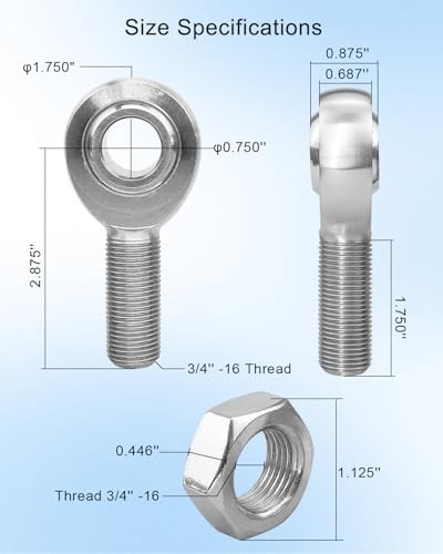 Heim Joint Rod End with Jam Nuts, Left and Right Hand Thread Chromoly 3/4"