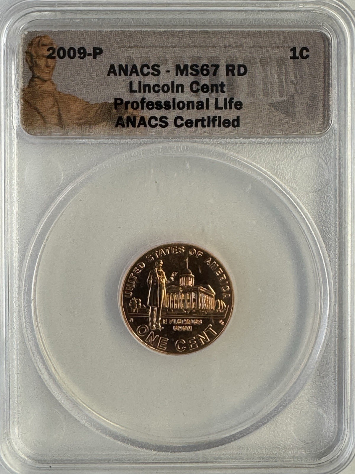 2009-P ANACS MS67 RD LINCOLN CENT PROFESSIONAL LIFE - $6.00 FLAT RATE SHIPPING