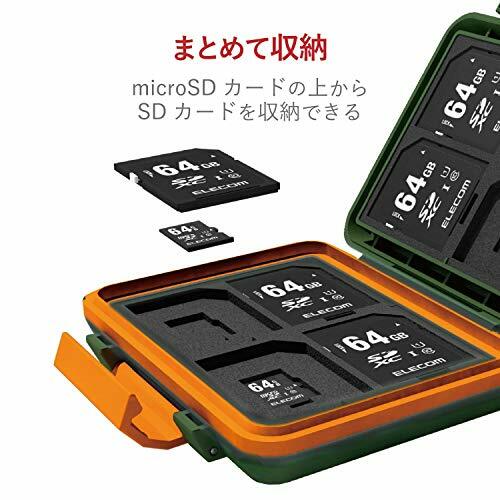 ELECOM memory card case SD8 sheet MicroSD8 Holds impact khaki CMC-SDCHD01GN NEW