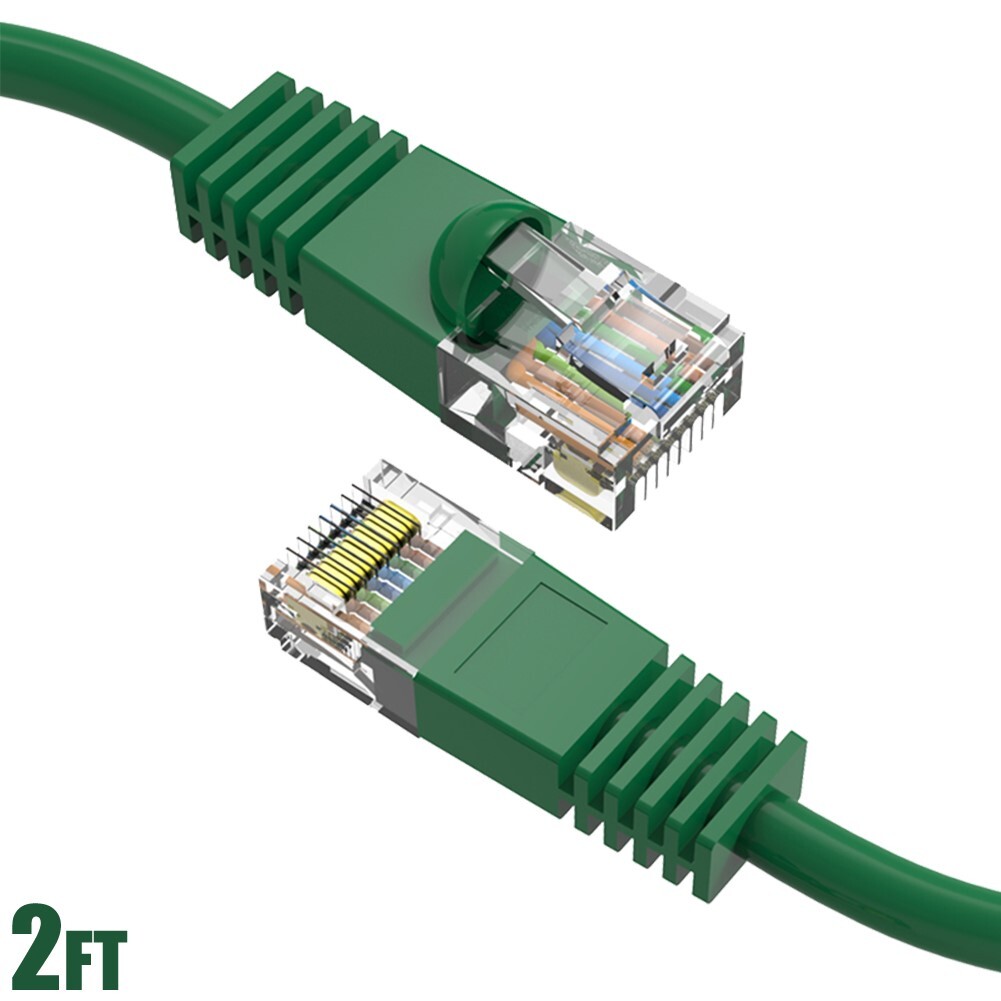 2FT Cat5E RJ45 Ethernet LAN Network UTP Snagless Patch Cable Pure Copper Green