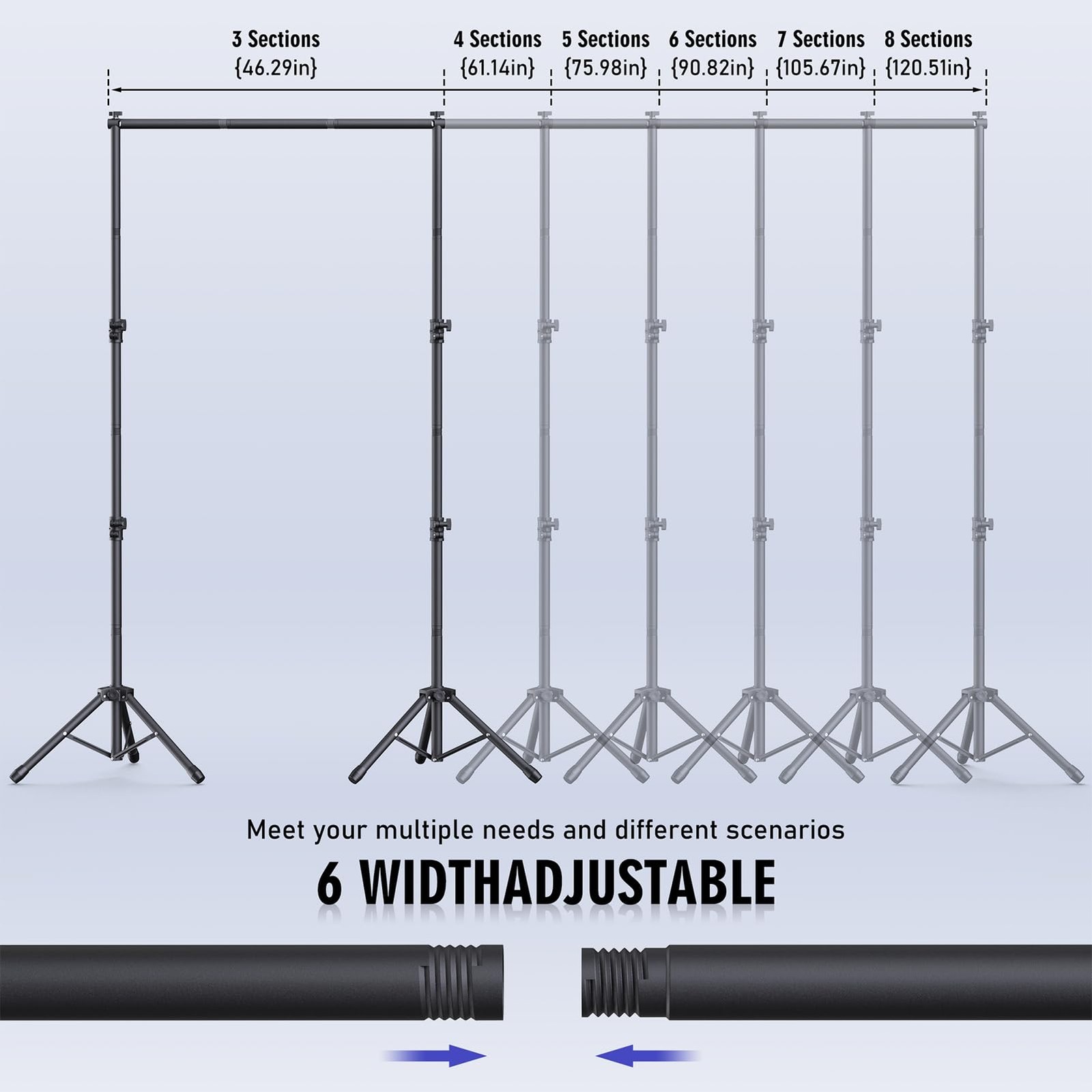 Eocnrhe Backdrop Stand Kit - 6 Widths 10X7.5Ft Adjustable Background Stand For