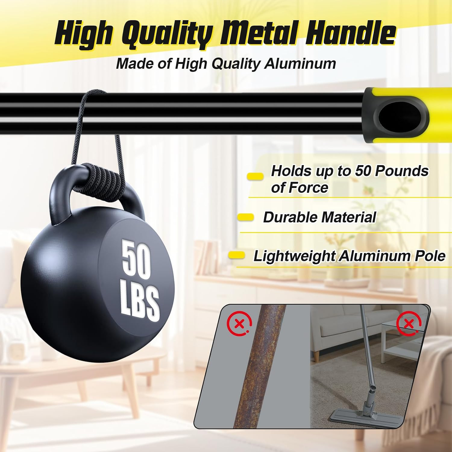 Professional Window Squeegee with 60" Extension Pole for Home | 2 in 1 Squeegee