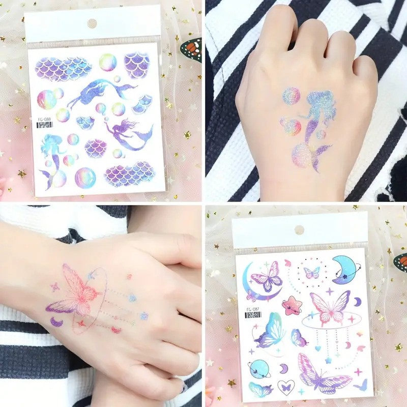 8 Sheets/OPP Glitter Mermaid & Unicorn