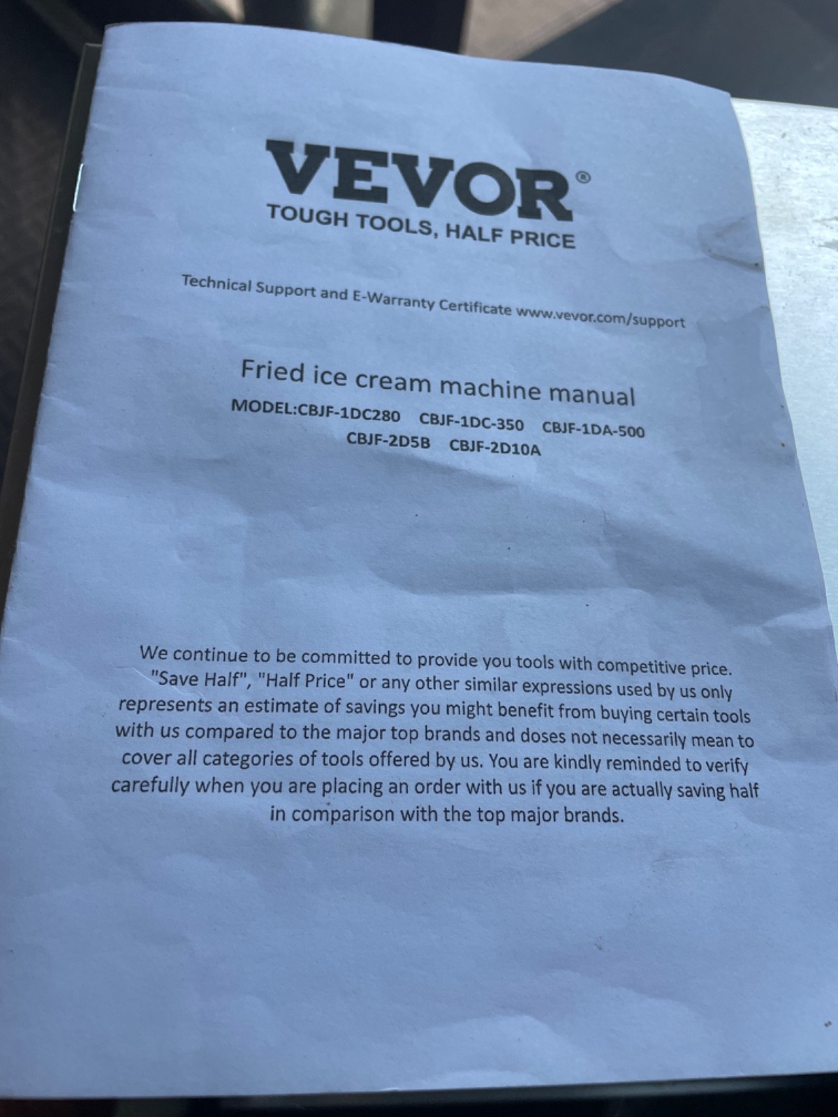 vevor fried ice cream roll machine 13.8by 13.8. 1 pan