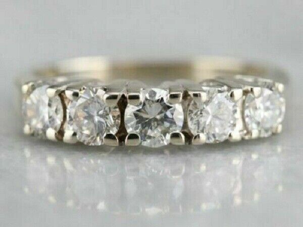 1.50Ct Lab-Created VVS1/DDiamond Five Stone Engagement Ring 14K Yellow Gold Fn