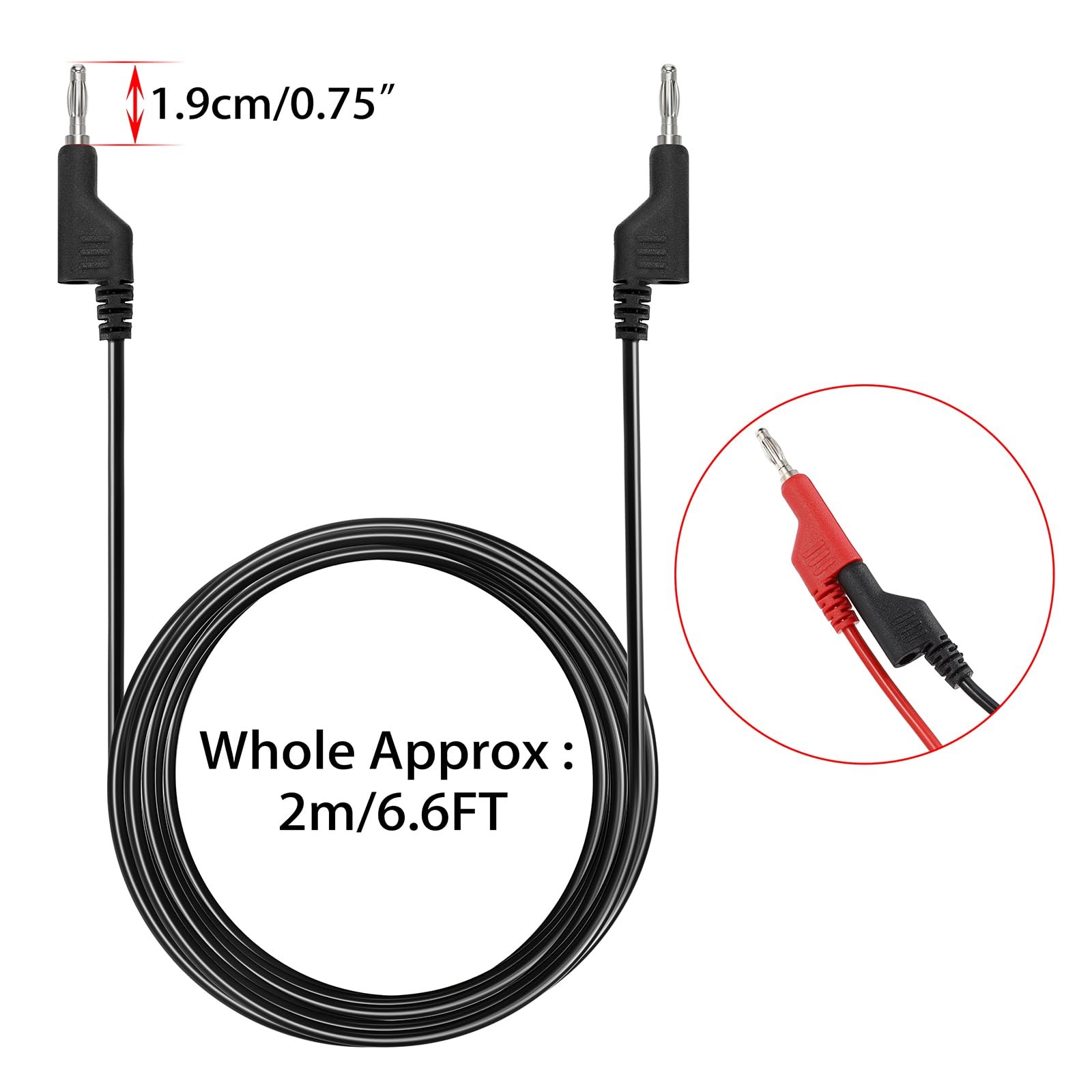 4 Pcs Banana Plug Test Leads 2M, 1000V/15A, Stackable, Multimeter Clip Wires...