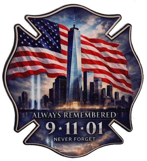 Giant Waving USA Flag  Freedom Tower 9-11 NEW Sublimination Fire Patch