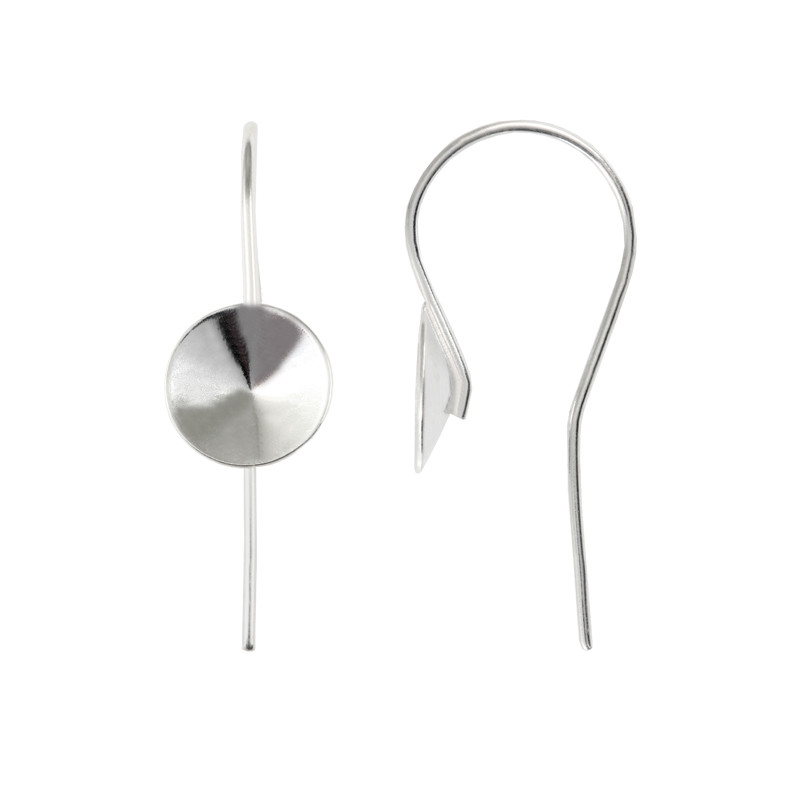 Sterling Silver Fish Hooks Earrings for Rivoli Shape Crystals * Many Sizes