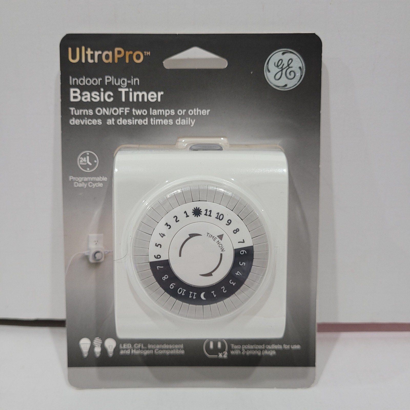 2pk GE Ultrapro Indoor Plug-in Basic Timer Lighting Control Switch Brand New!