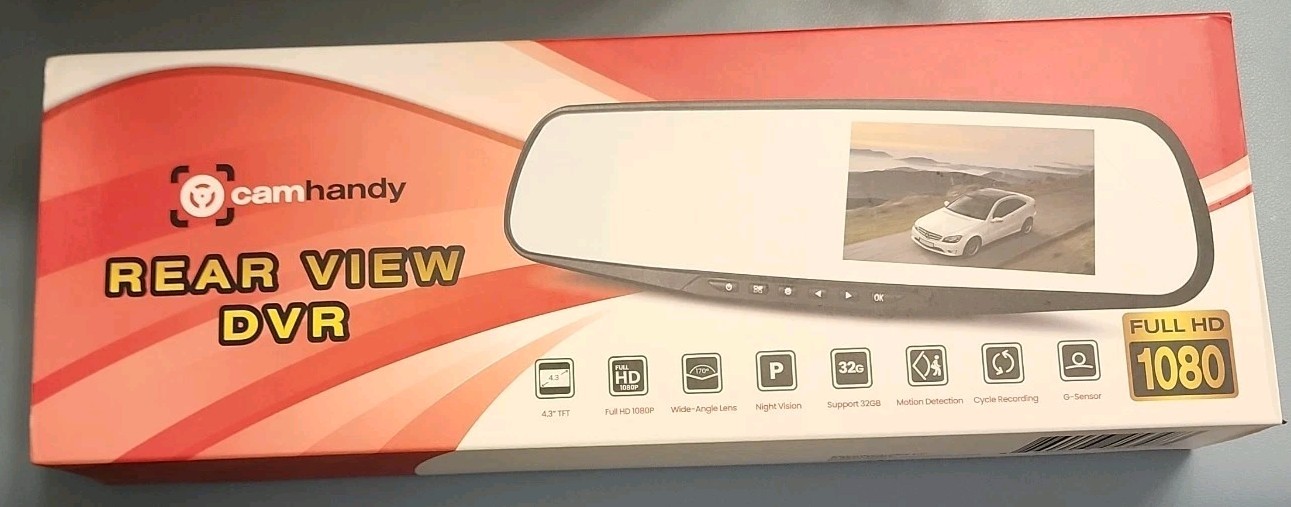 CAMHANDY 4.3"tft 1080P Car CAM, DVR, Rev &Forward Camera, Rearview Mirror, -NEW-