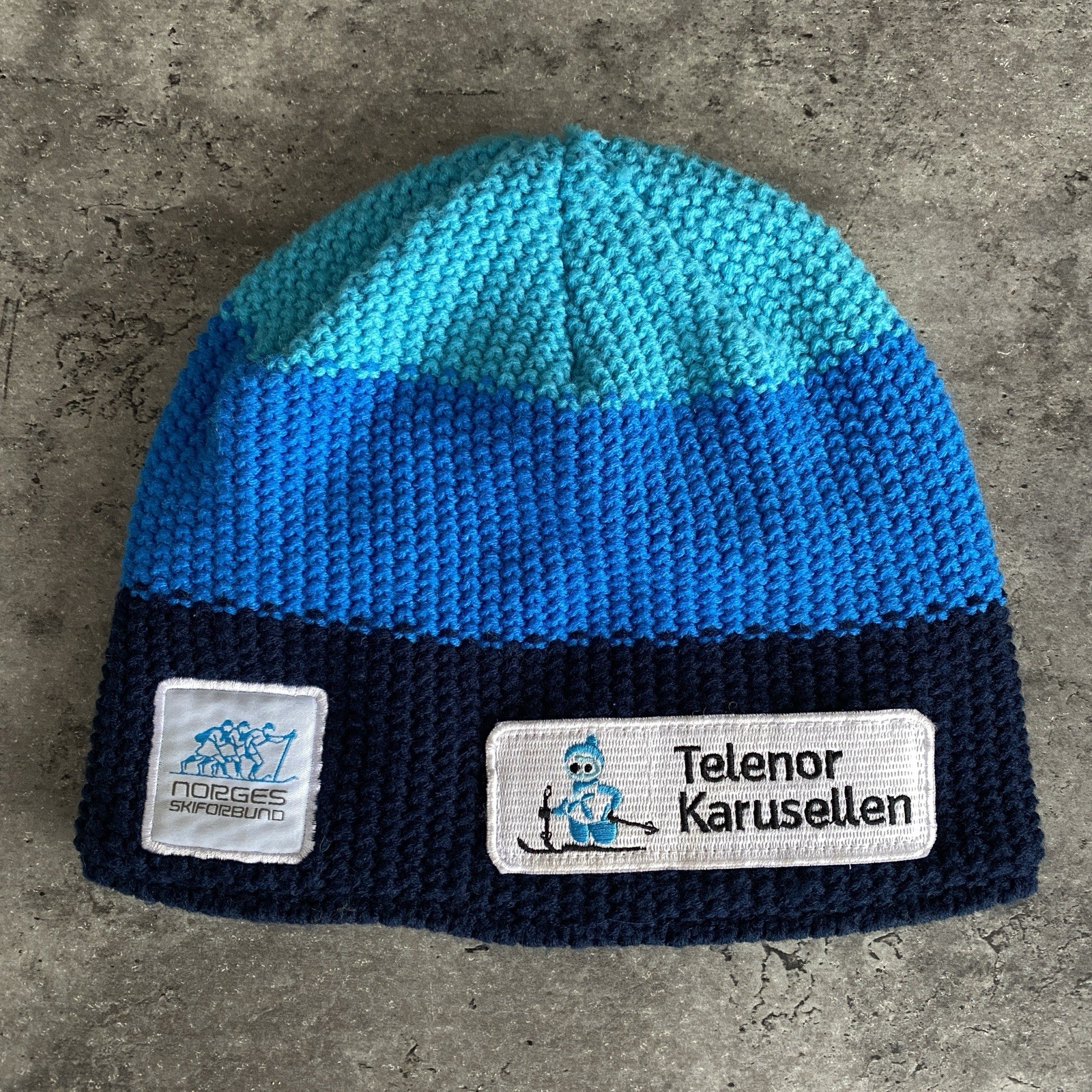 Super-Grei Norges Skiforbund Beanie Blue Ski Hat Fleece Lined One Size