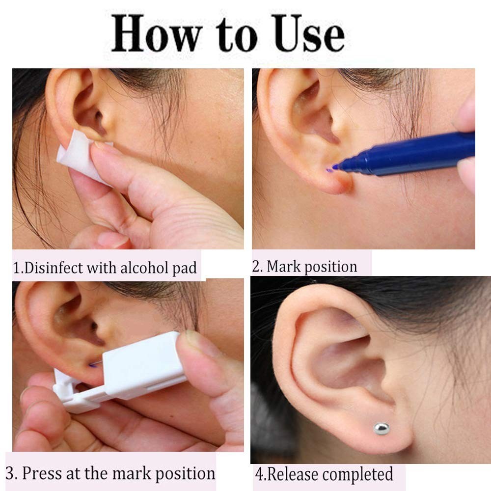 Modern 2 Pack Ear Piercing Gun with 3mm Silver Studs - Safe & Convenient