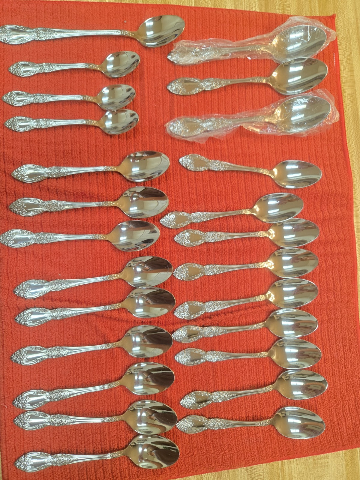 Stainless Flatware  spoons Wordsworth Pattern Ornate Floral Rose 25 Pc