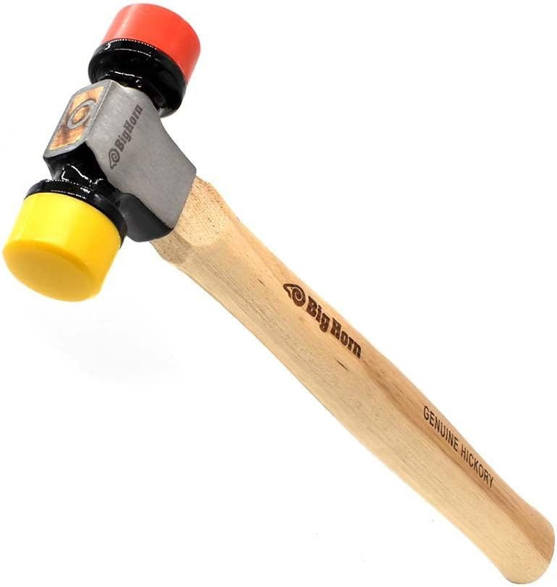 15129 12 Oz Double Face Non Marring Mallet, Hickory Handle, Forged Steel Head