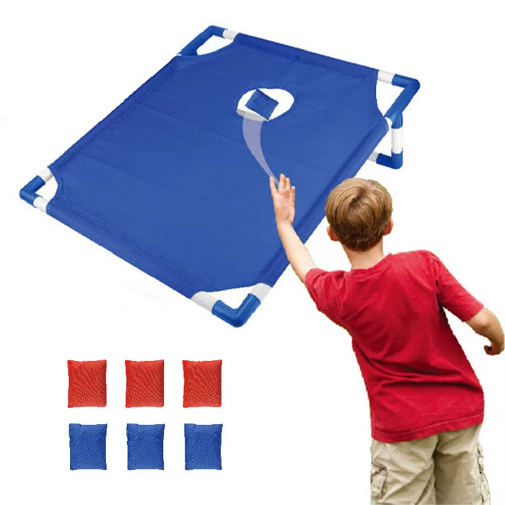 Blue 6 Bean Bags Portable Cornhole Set Game Board for Yard Toss Outdoor Play