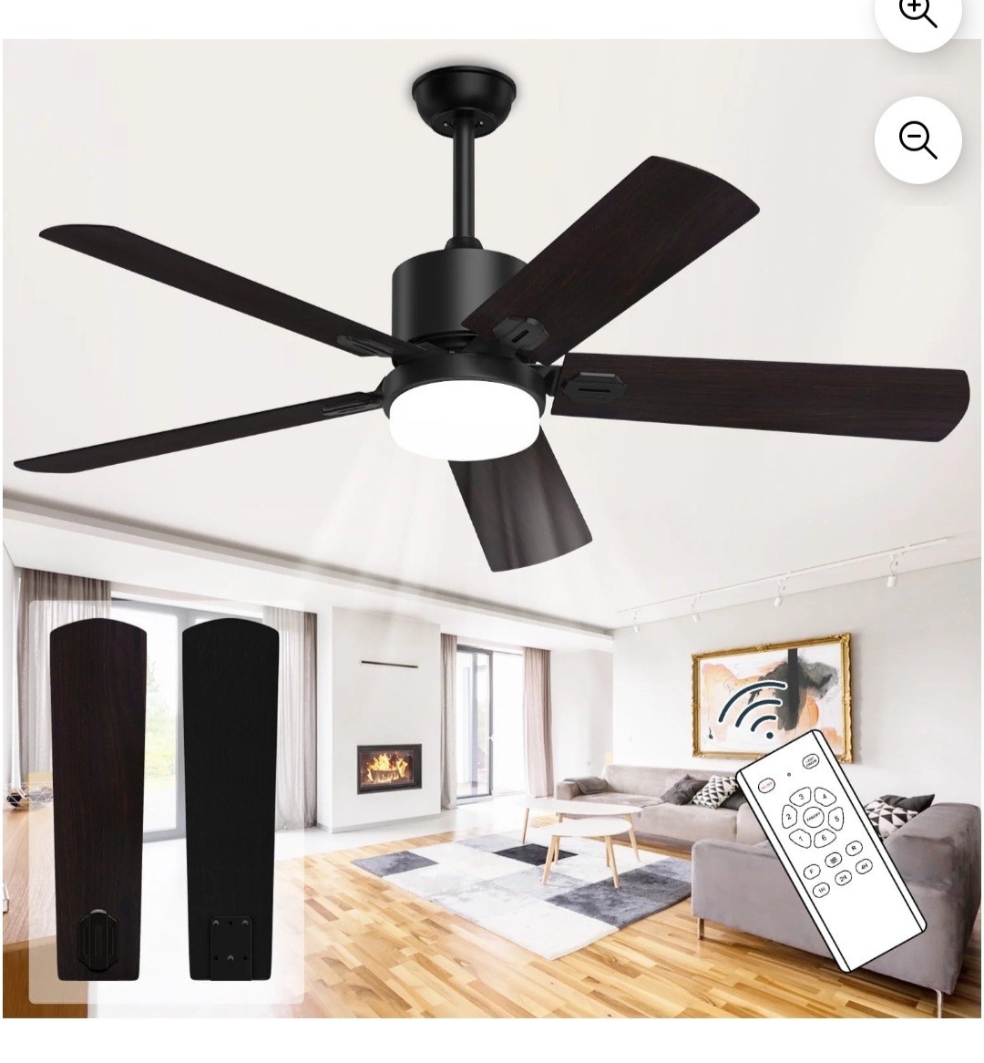 XAUJIX 52'' Indoor Ceiling Fan with Light and Remote, 6-Speed, Reversible