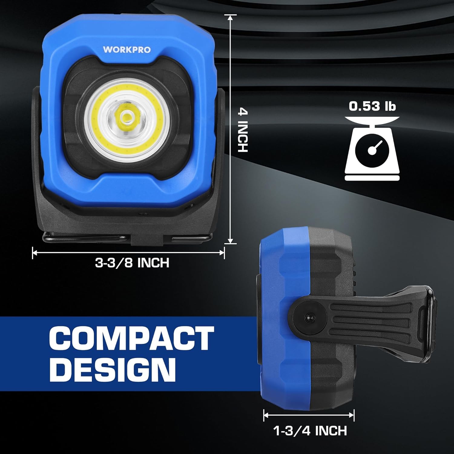 WORKPRO 1200LM LED Magnetic Light Rechargeable Work Light Portable Flood Lamp
