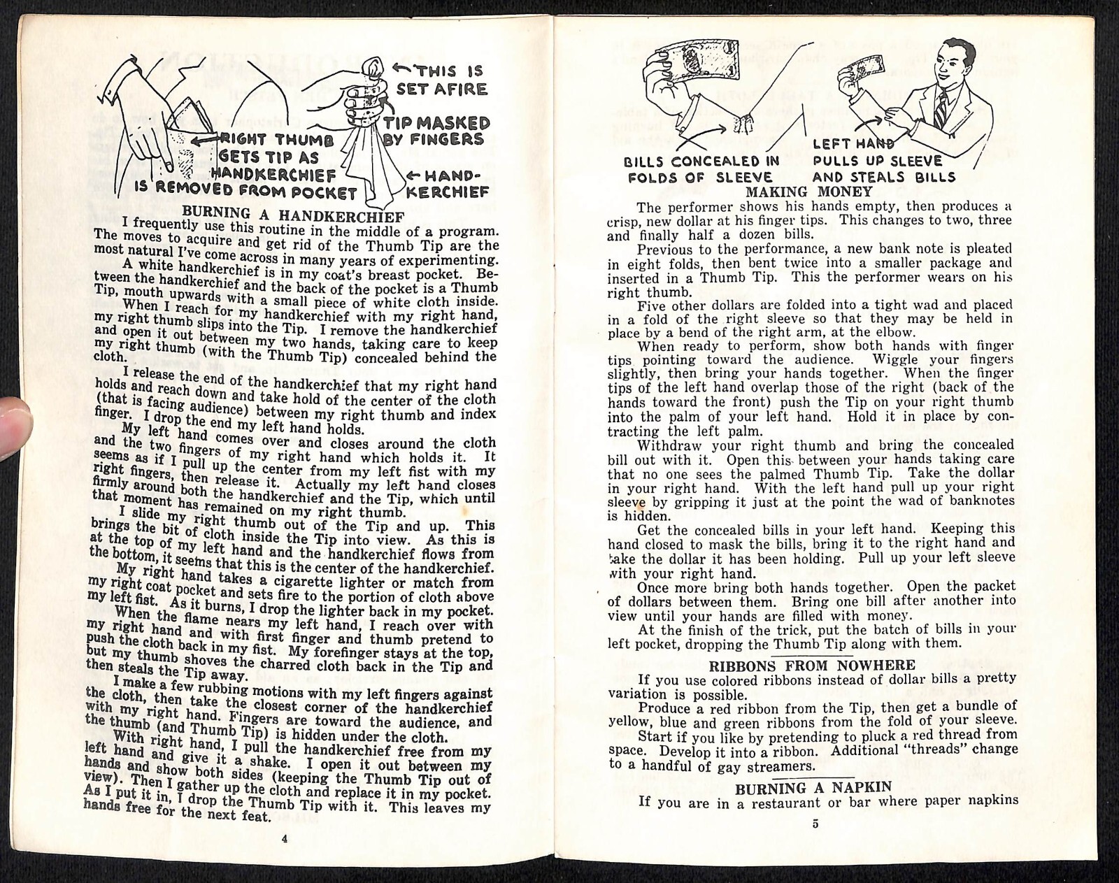 "50 Tricks with a Thumb Tip" Milbourne Christopher Magic Booklet 24pp c1948