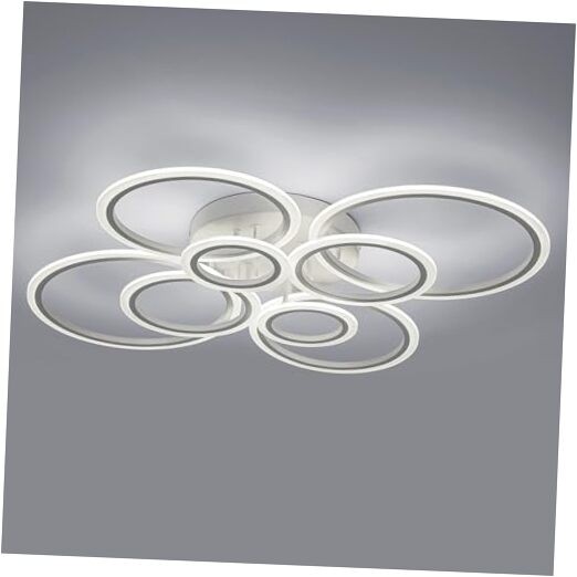 Modern Ceiling Light, 8 Rings LED Flush Mount Ceiling Light 8-Light White
