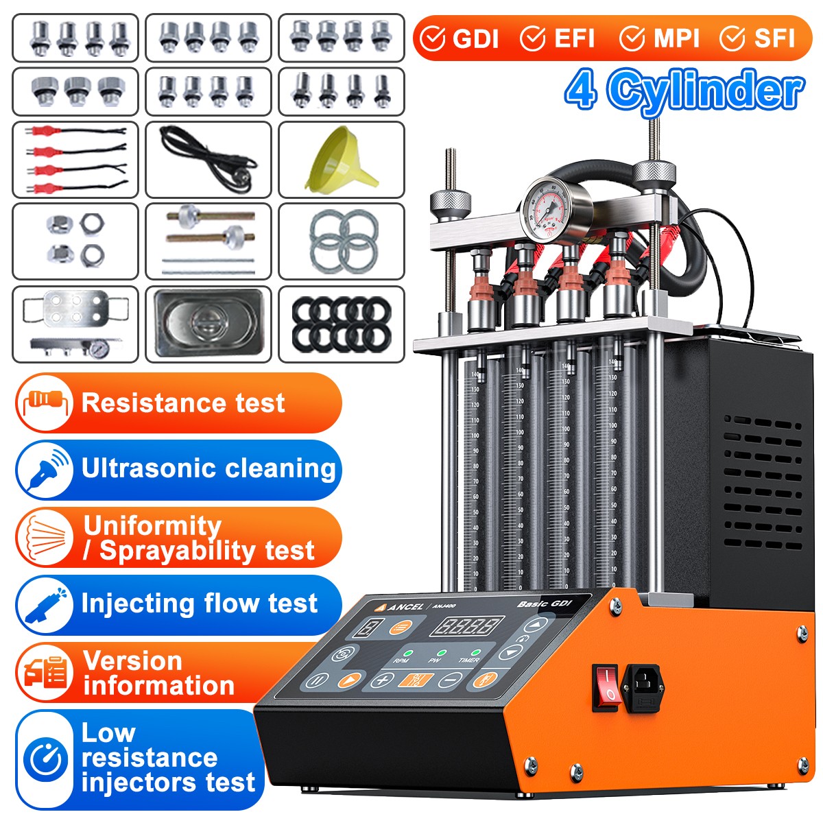 Petrol Fuel Injector Cleaner Tester Machine Ultrasonic Cleaning GDI EFI FSL TSI