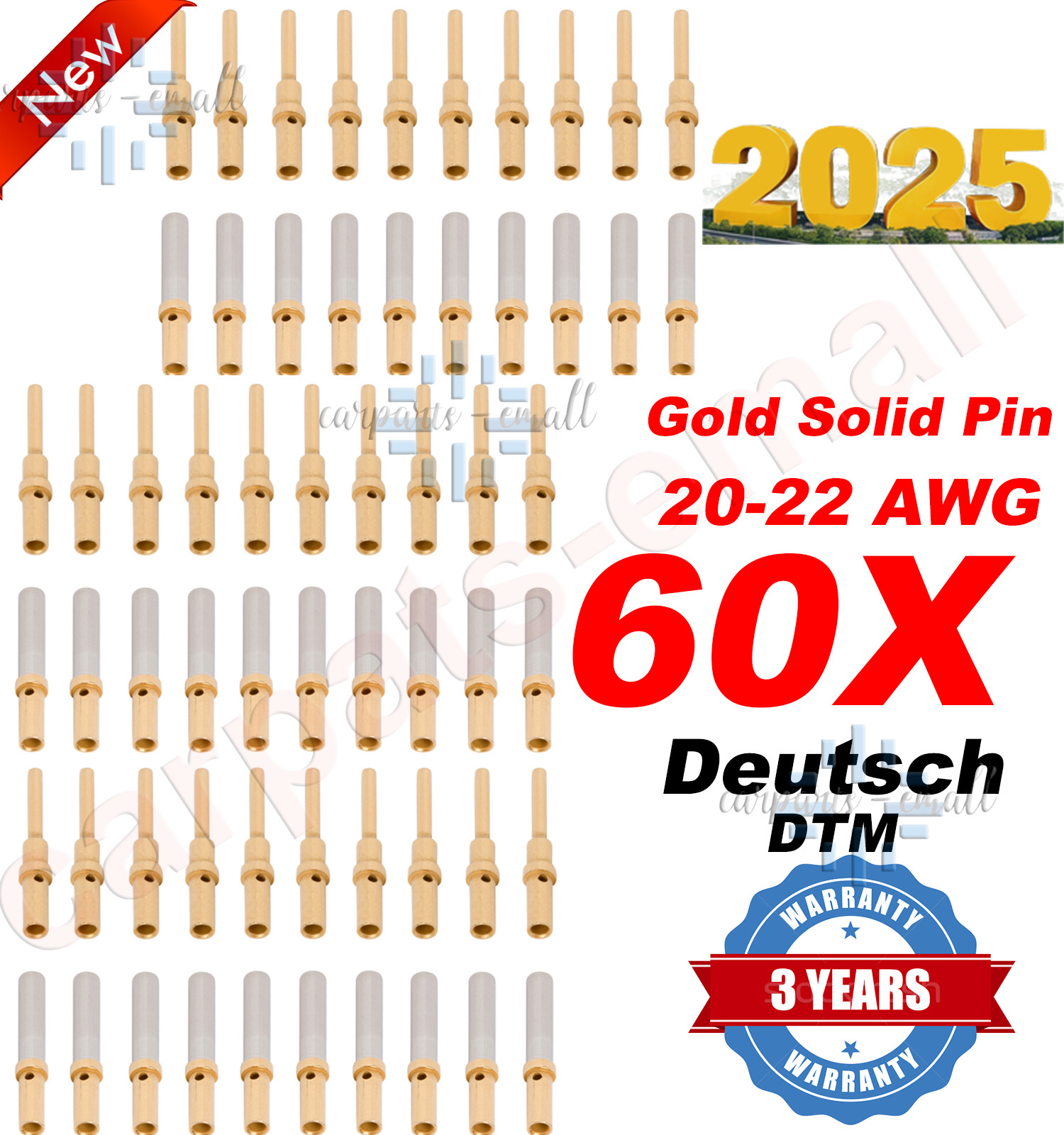 [60x] for DT Style DTM Terminal 20-22 AWG Gold Solid Pin 04622012031 04622022031