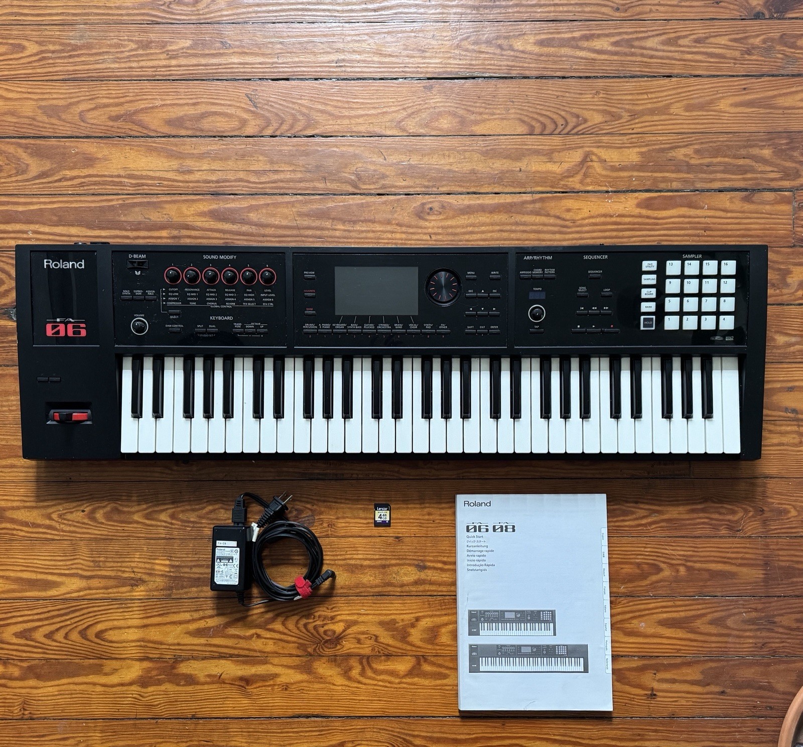 Roland FA-06 61-Key Music Workstation Synthesizer w/ Power Supply+Manual+SD Card