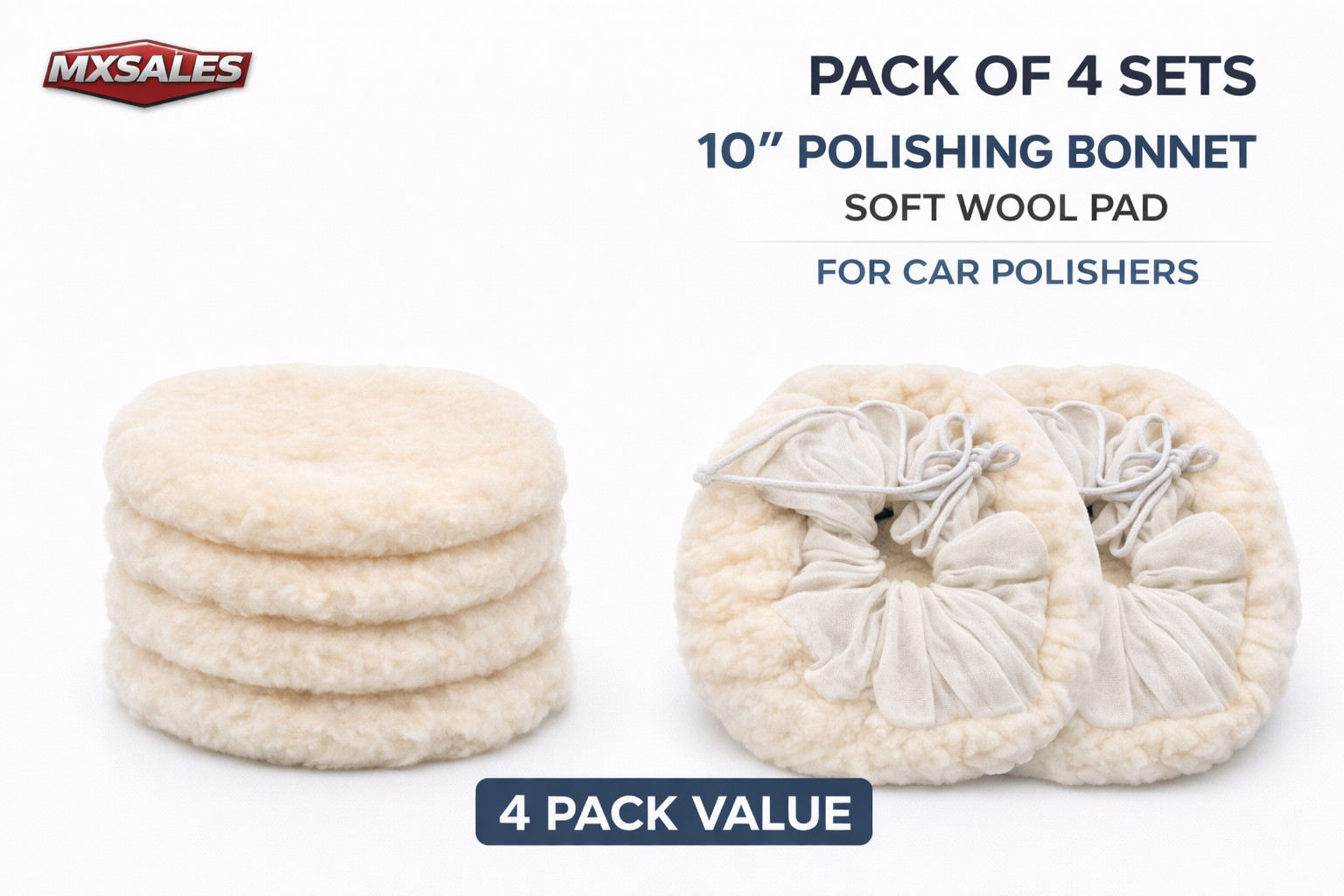 Lot of 4 10" Car Polisher/Buffer/Waxer Polishing Car Detailing Buffing Bonnet