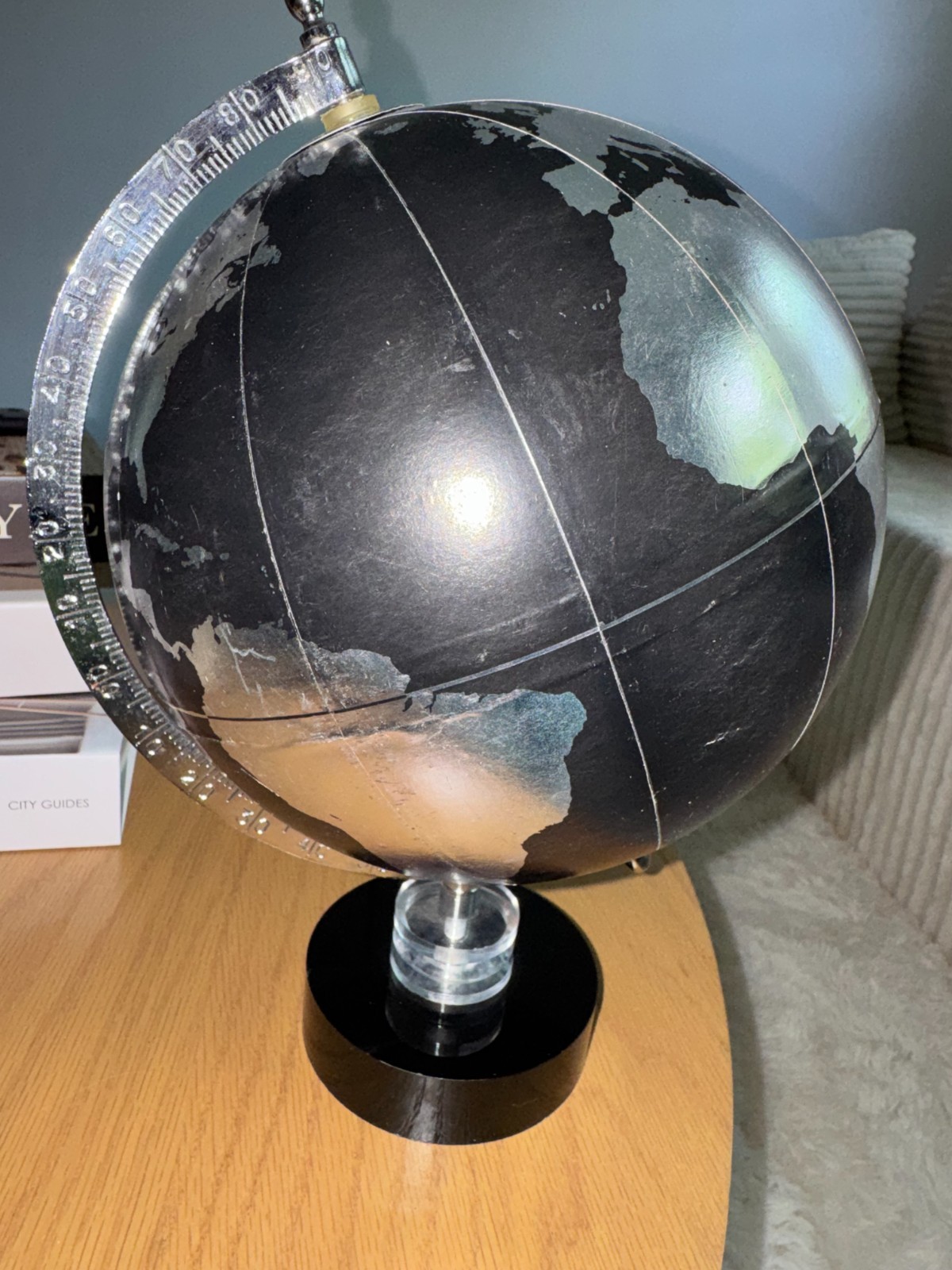 Modern Black Silver World Globe Decorative Desk Table Decor Office Home