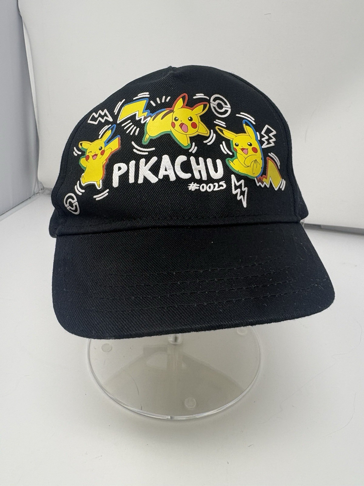 2025 Nintendo Game Freak Pikachu #0025 Kids Black Baseball Hat Cap 4-8 Years